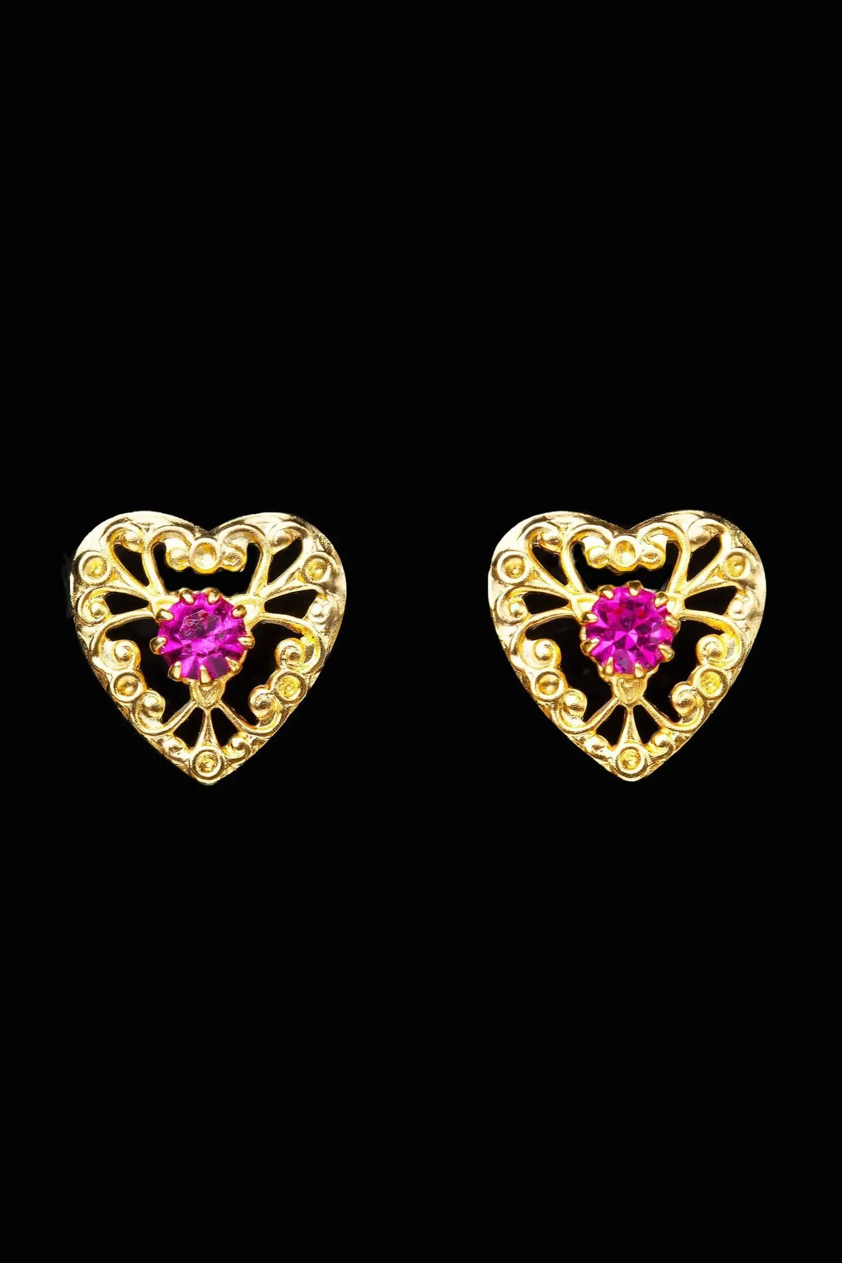 Handmade Jewellery | Heart handmade vintage gold plated earrings gallery 1