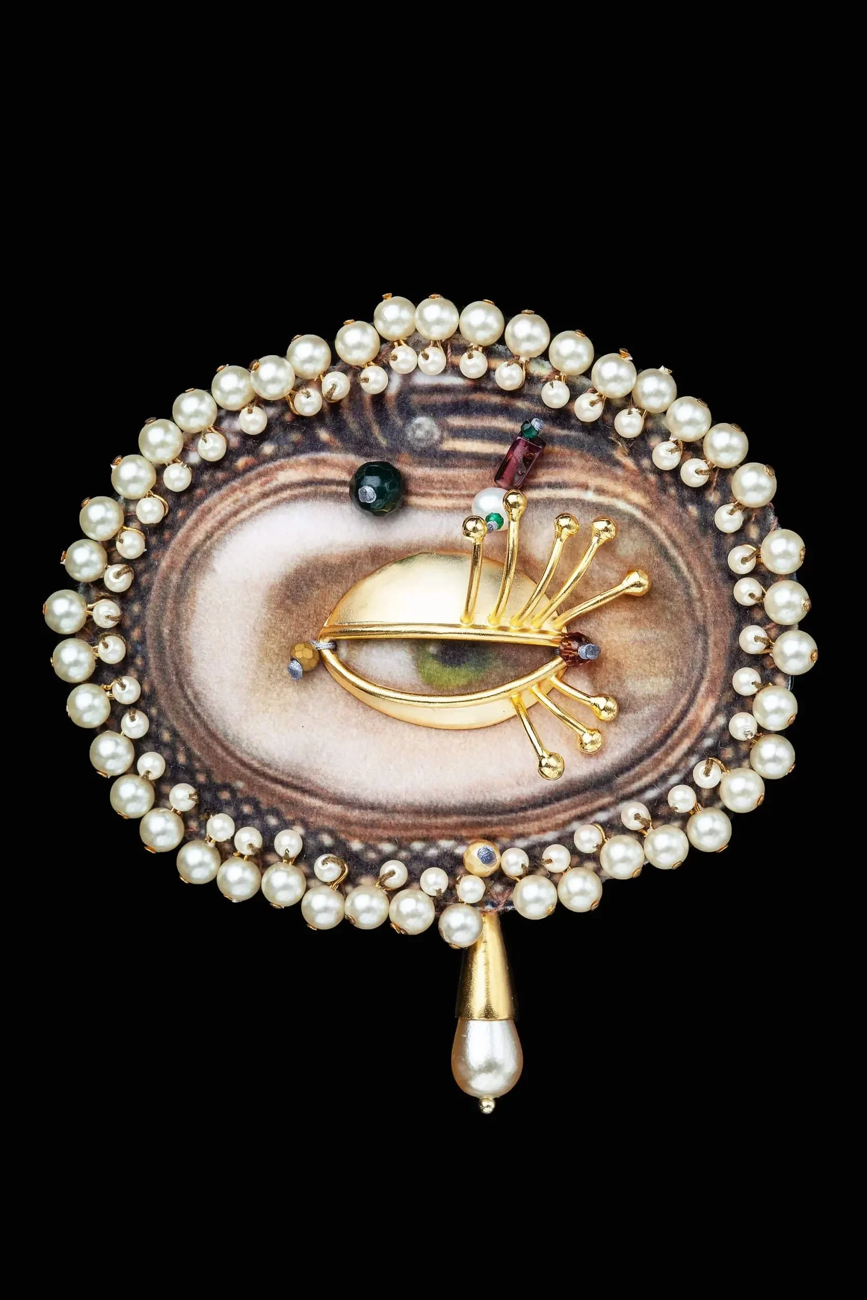 Handmade Jewellery | Eye handmade unique brooch with pearls gallery 1