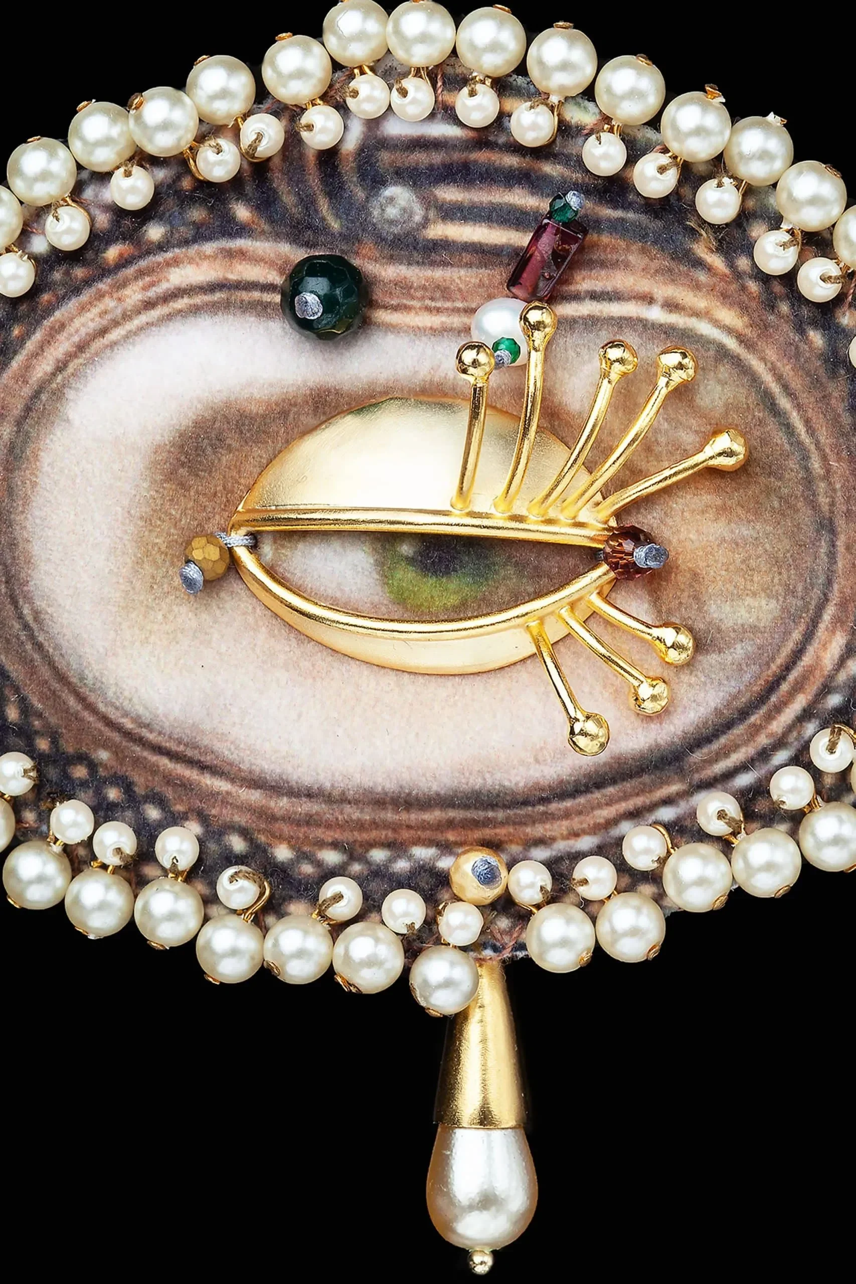 Handmade Jewellery | Eye handmade unique brooch with pearls gallery 2