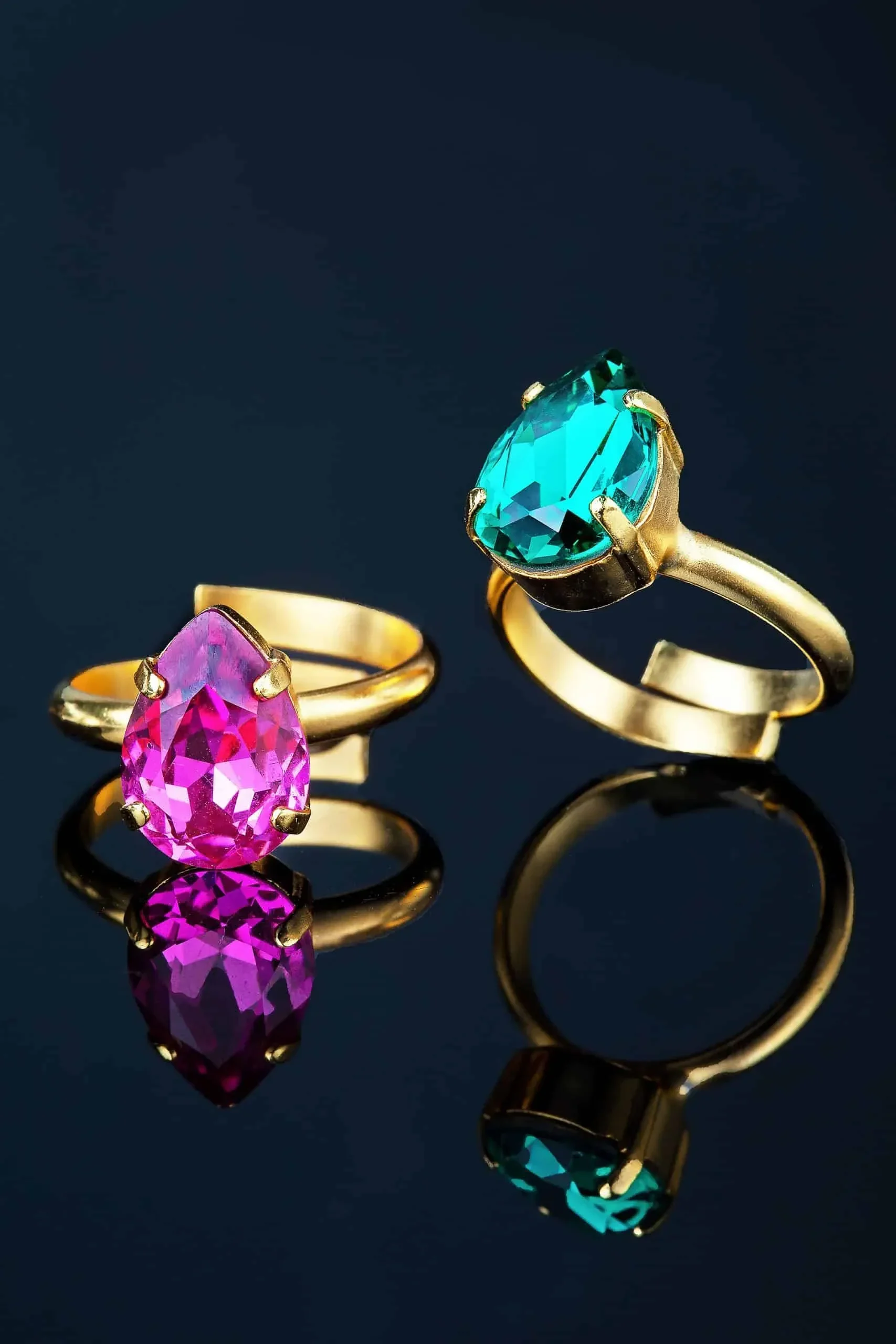 Handmade Jewellery | Swarovski fuchsia gold plated ring gallery 3