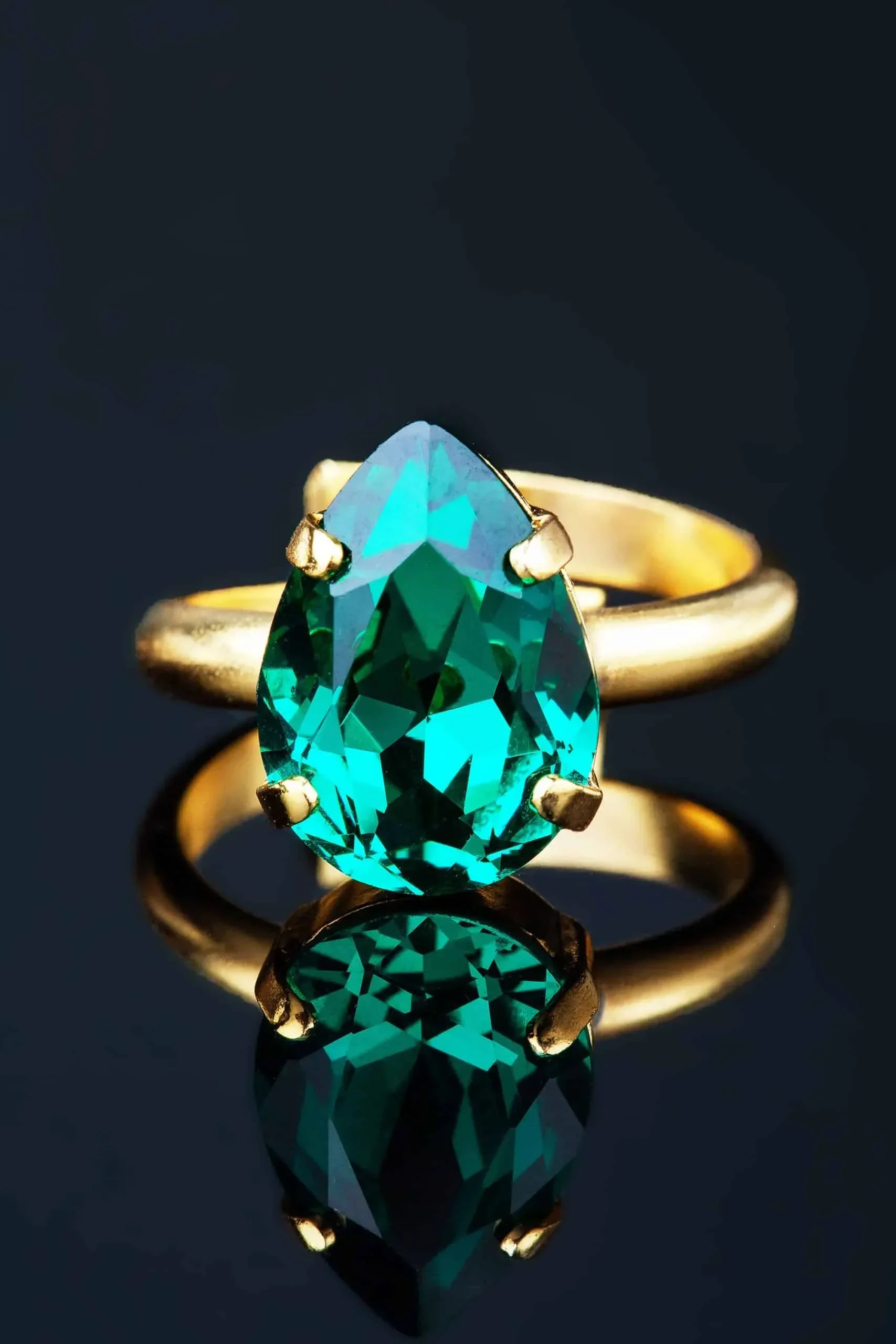 Handmade Jewellery | Swarovski green handmade bronze ring gallery 2