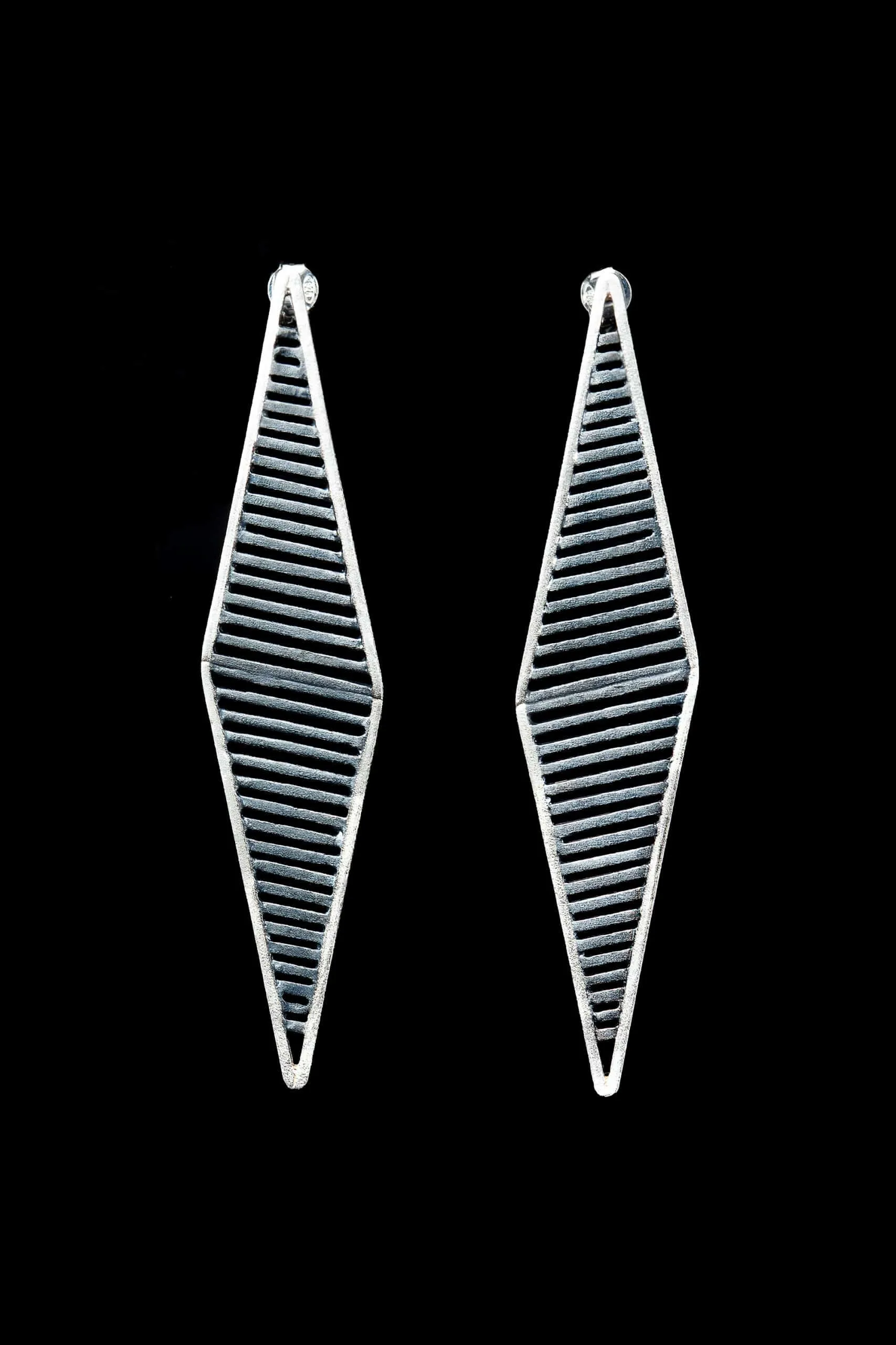 Handmade Jewellery | Geometric diamond shaped silver earrings gallery 1