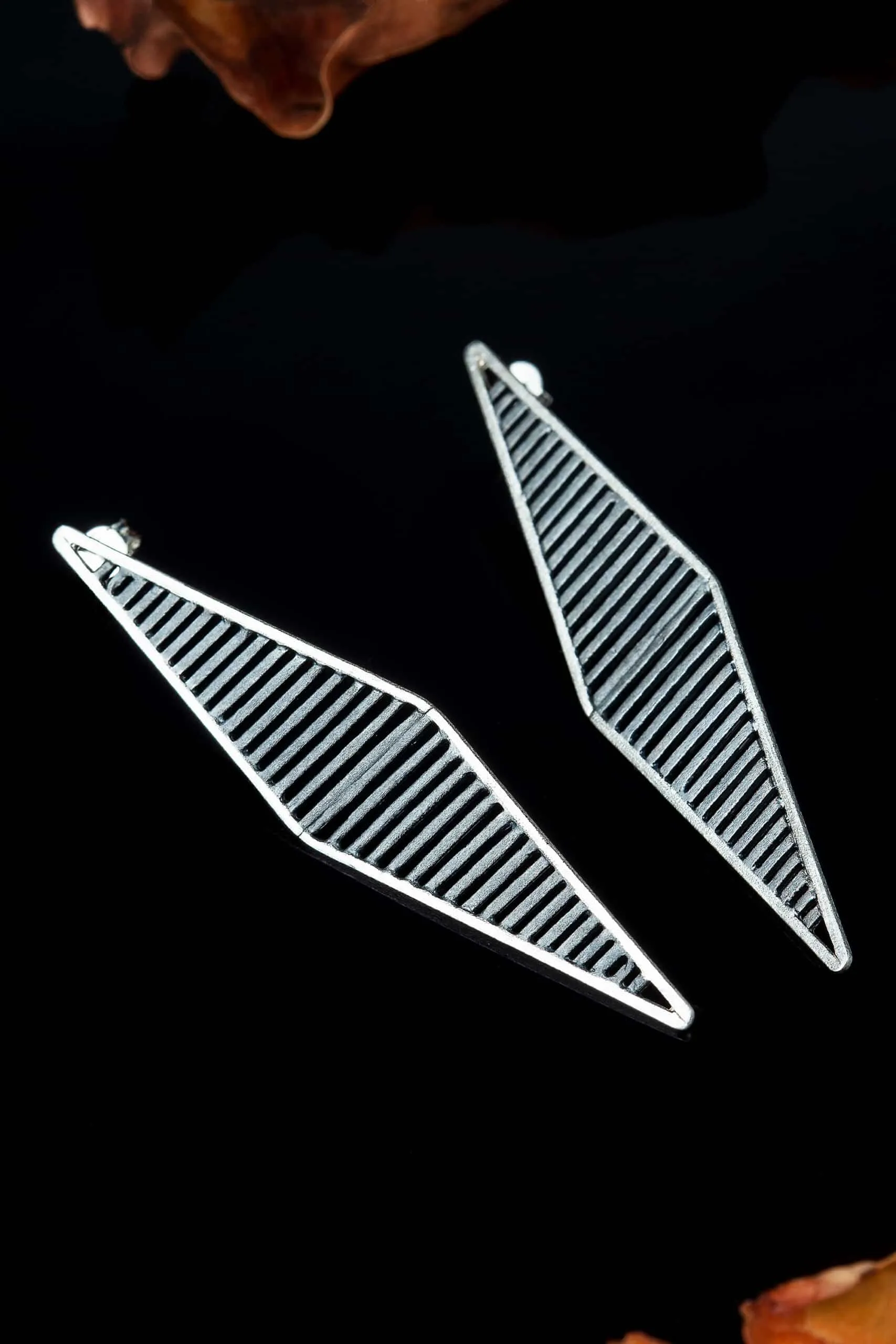 Handmade Jewellery | Geometric diamond shaped silver earrings gallery 2