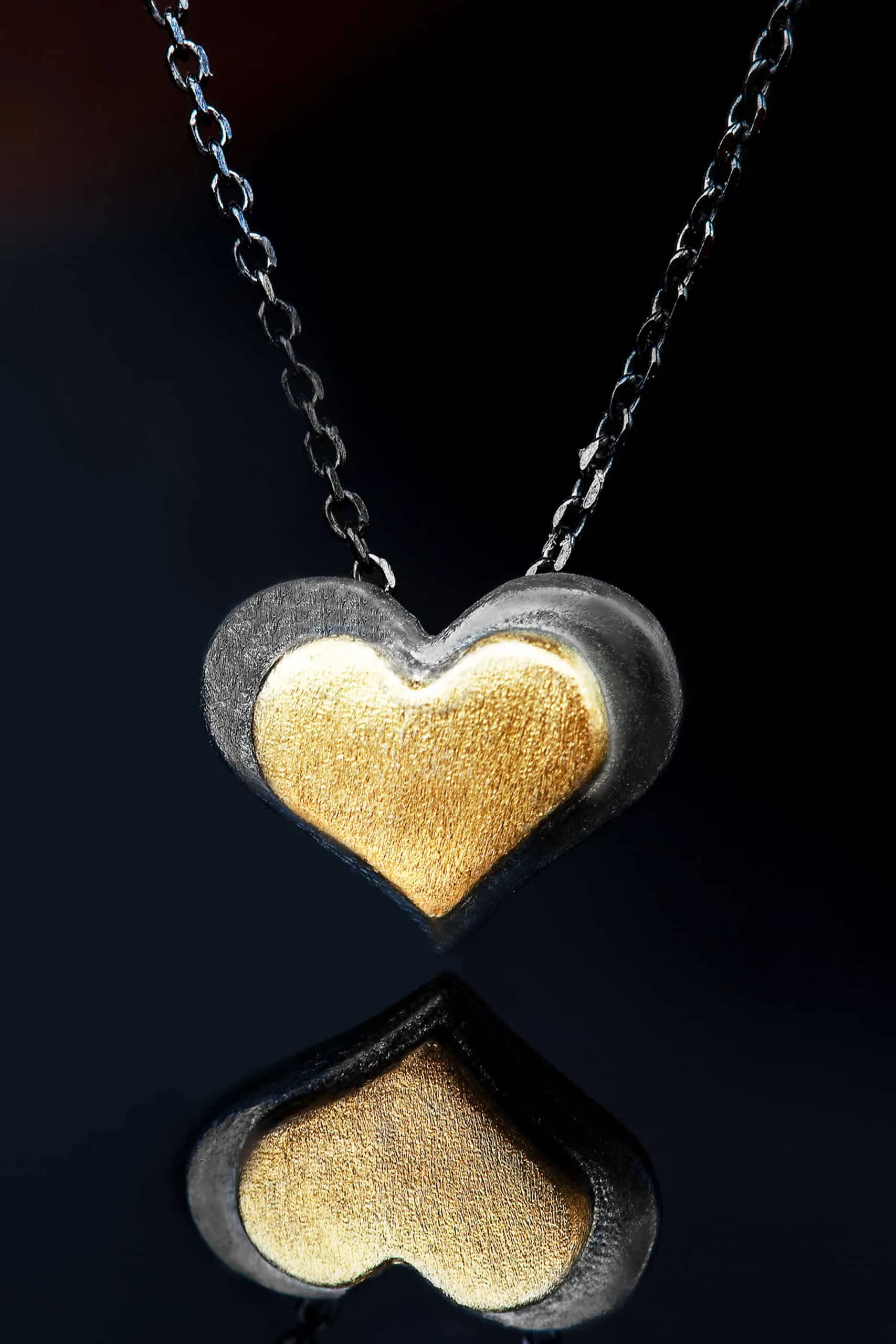 Handmade Jewellery | Hearts gold and black rhodium plated necklace gallery 1