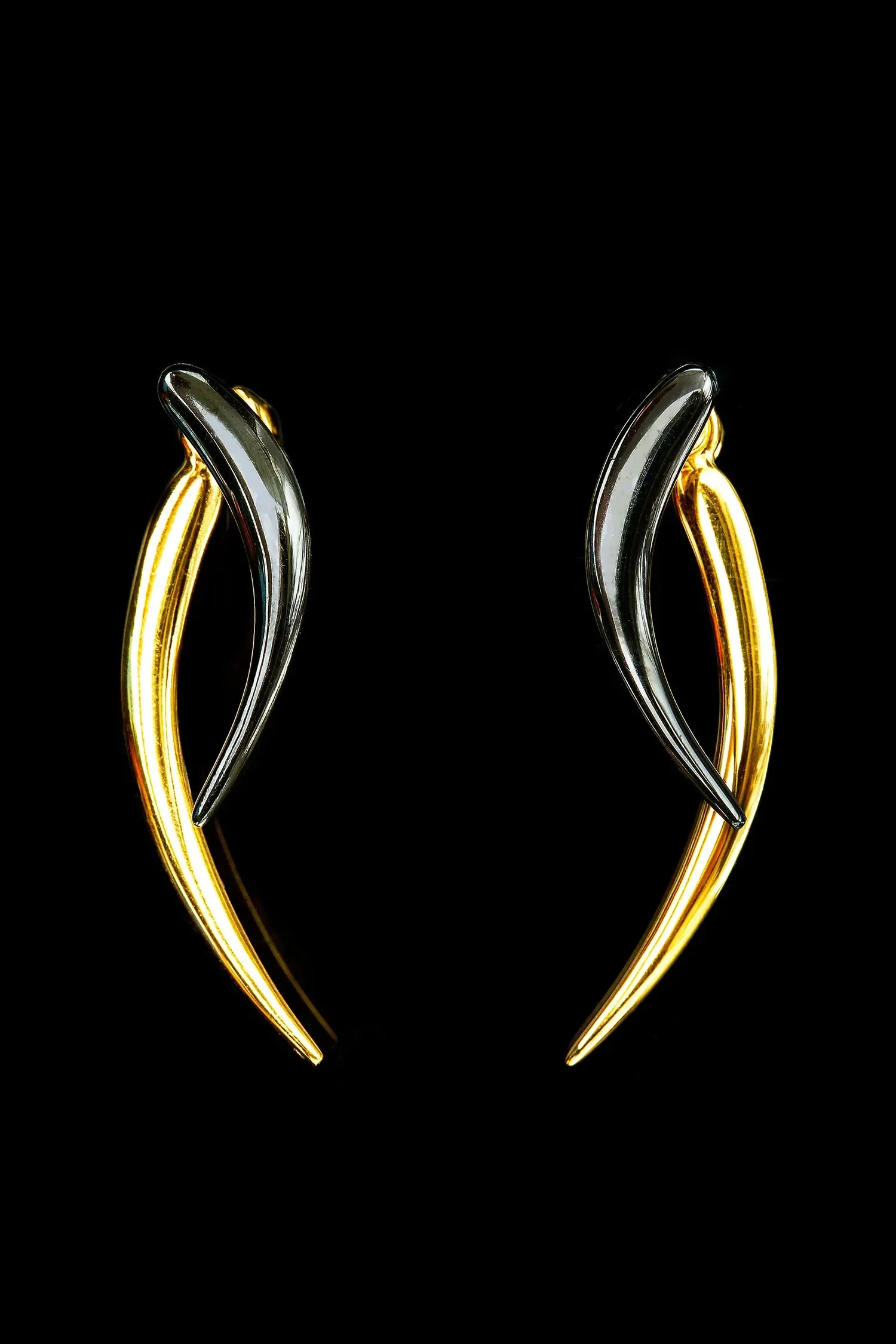 Handmade Jewellery | Minimal gold and black rhodium plated silver earrings gallery 2