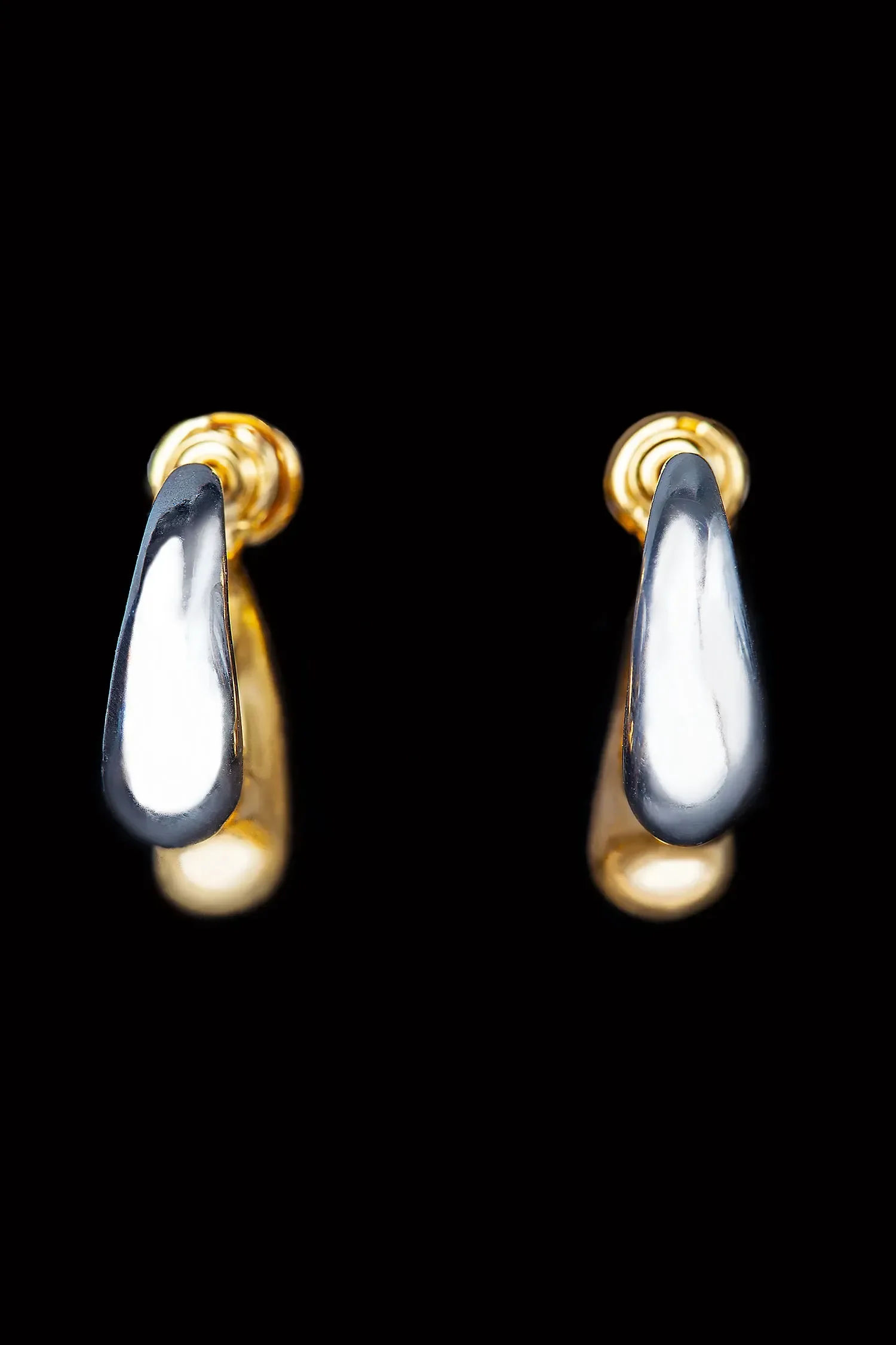 Handmade Jewellery | Drops gold and rhodium plated silver earrings gallery 2