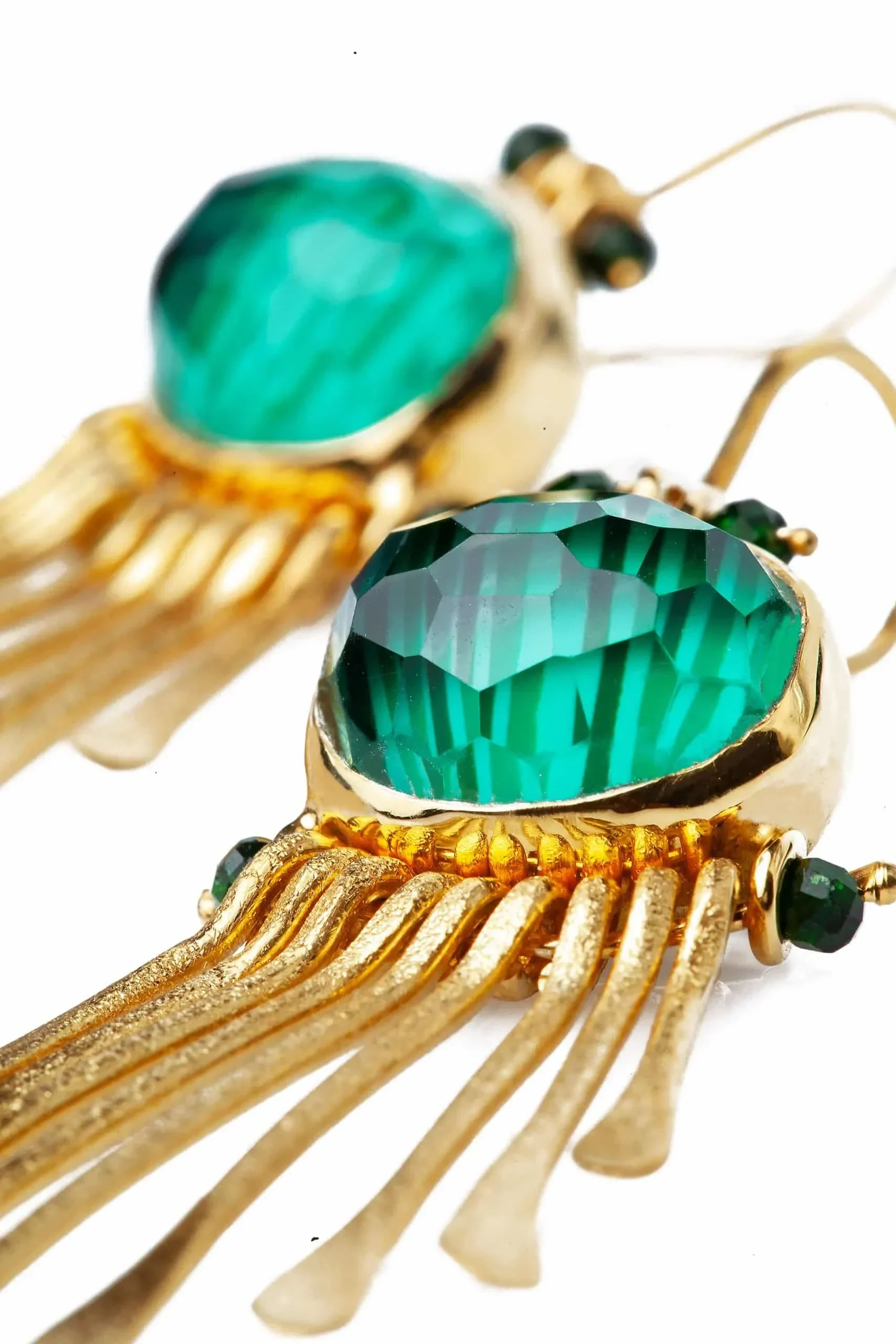 Handmade Jewellery | Malachite gold plated silver earrings gallery 1