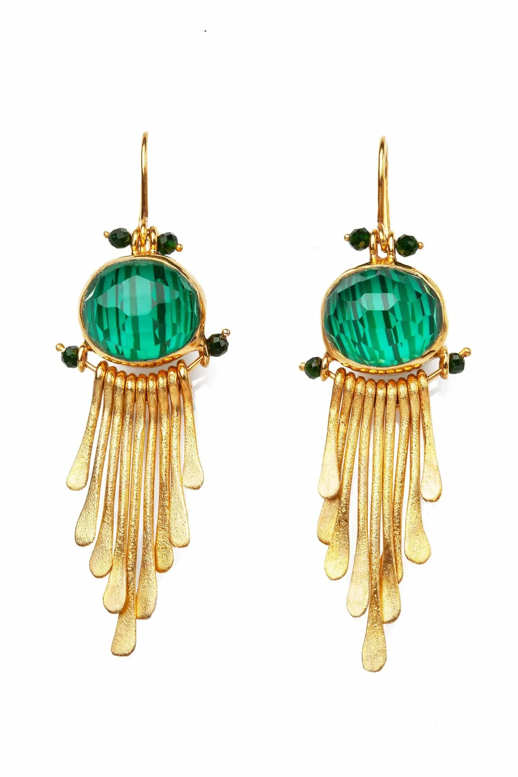 Handmade Jewellery | Malachite gold plated silver earrings main