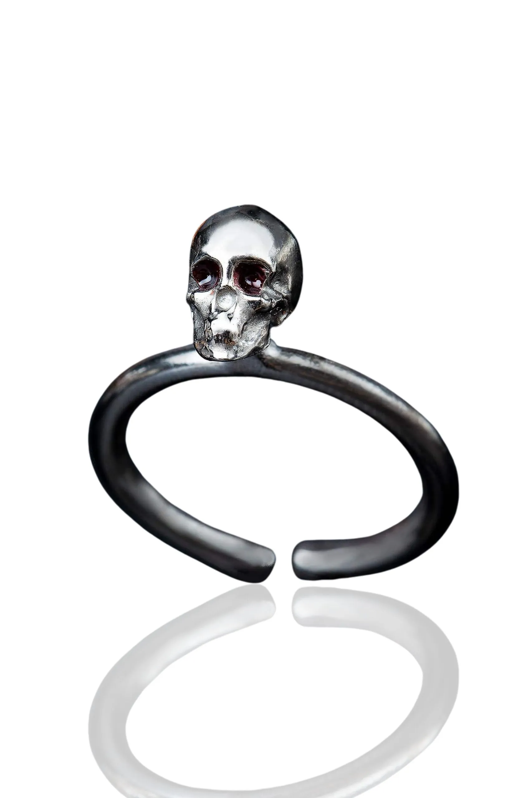 Handmade Jewellery | Scull black rhodium plated silver ring main