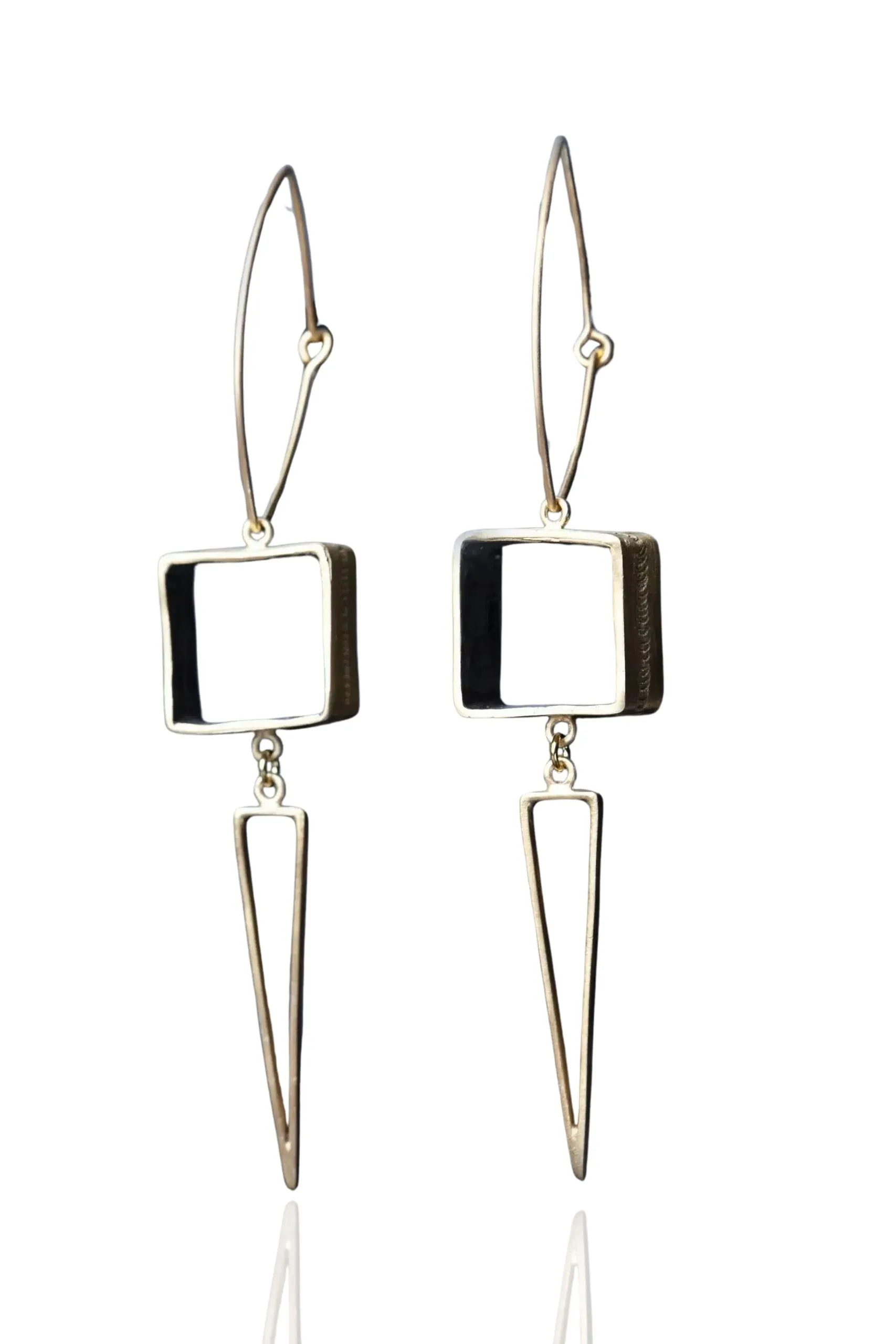 Geometric gold and black plated silver earrings