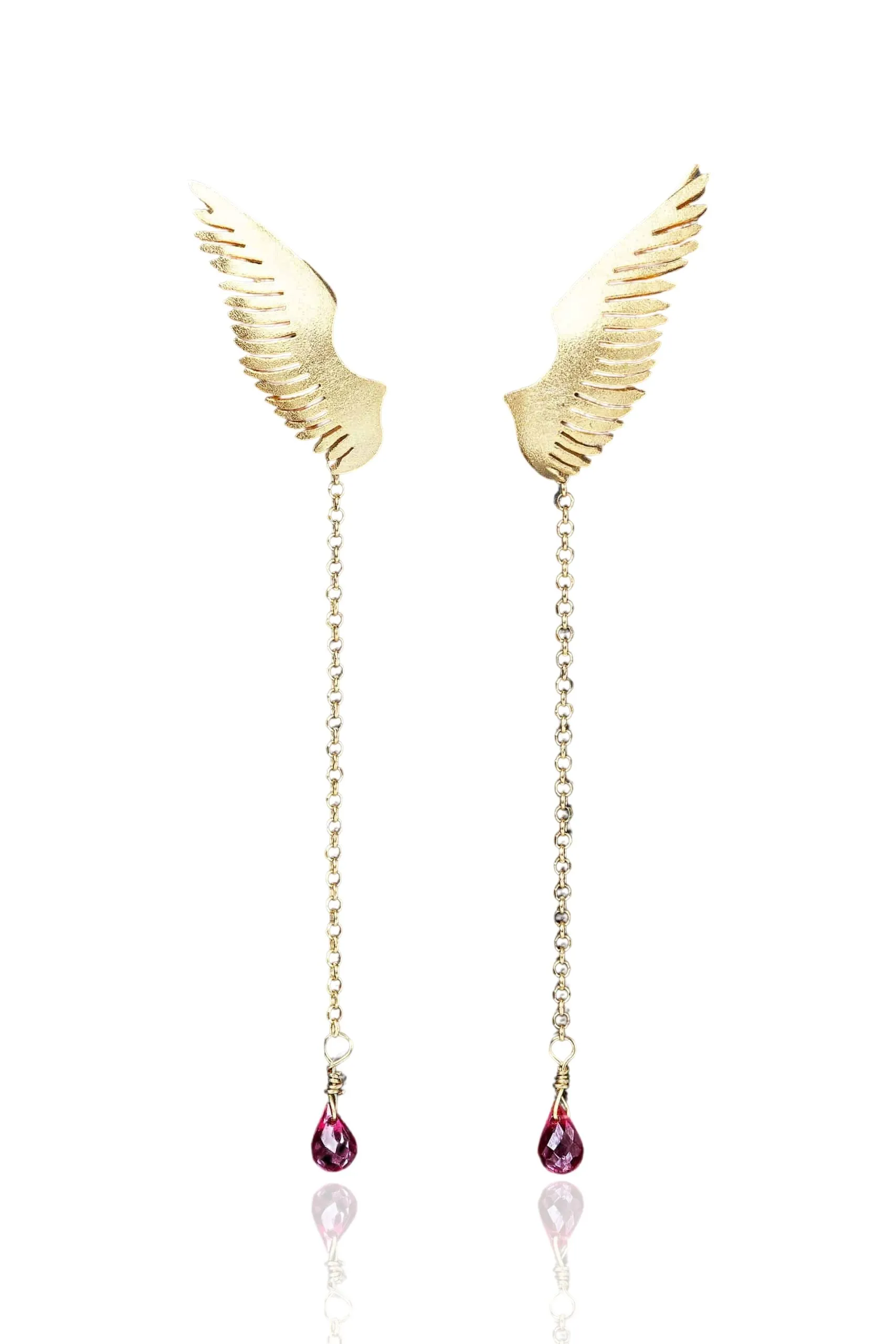 Χειροποίητα κοσμήματα | Φτερά ασημένια επίχρυσα σκουλαρίκια main