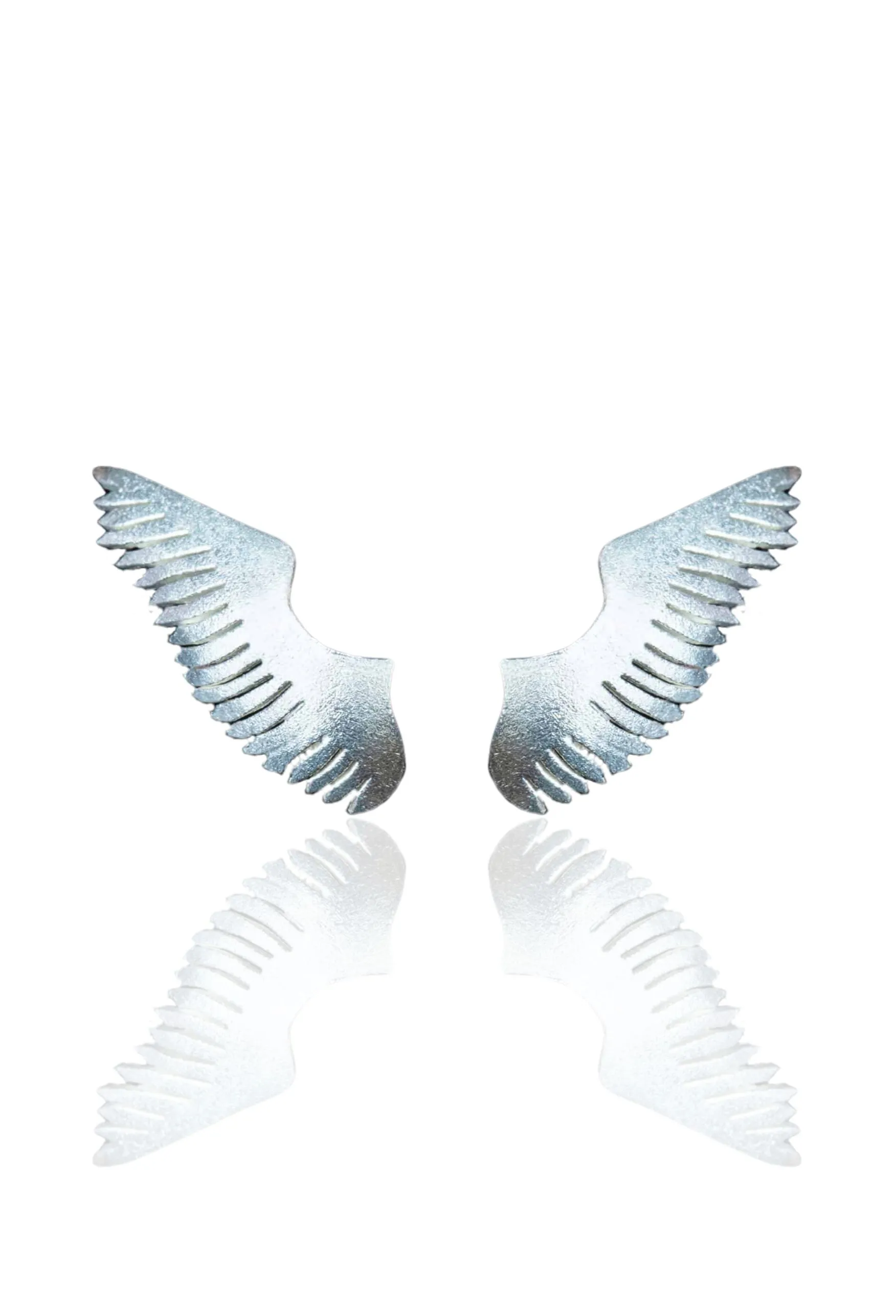 Angel wings rhodium plated silver earrings