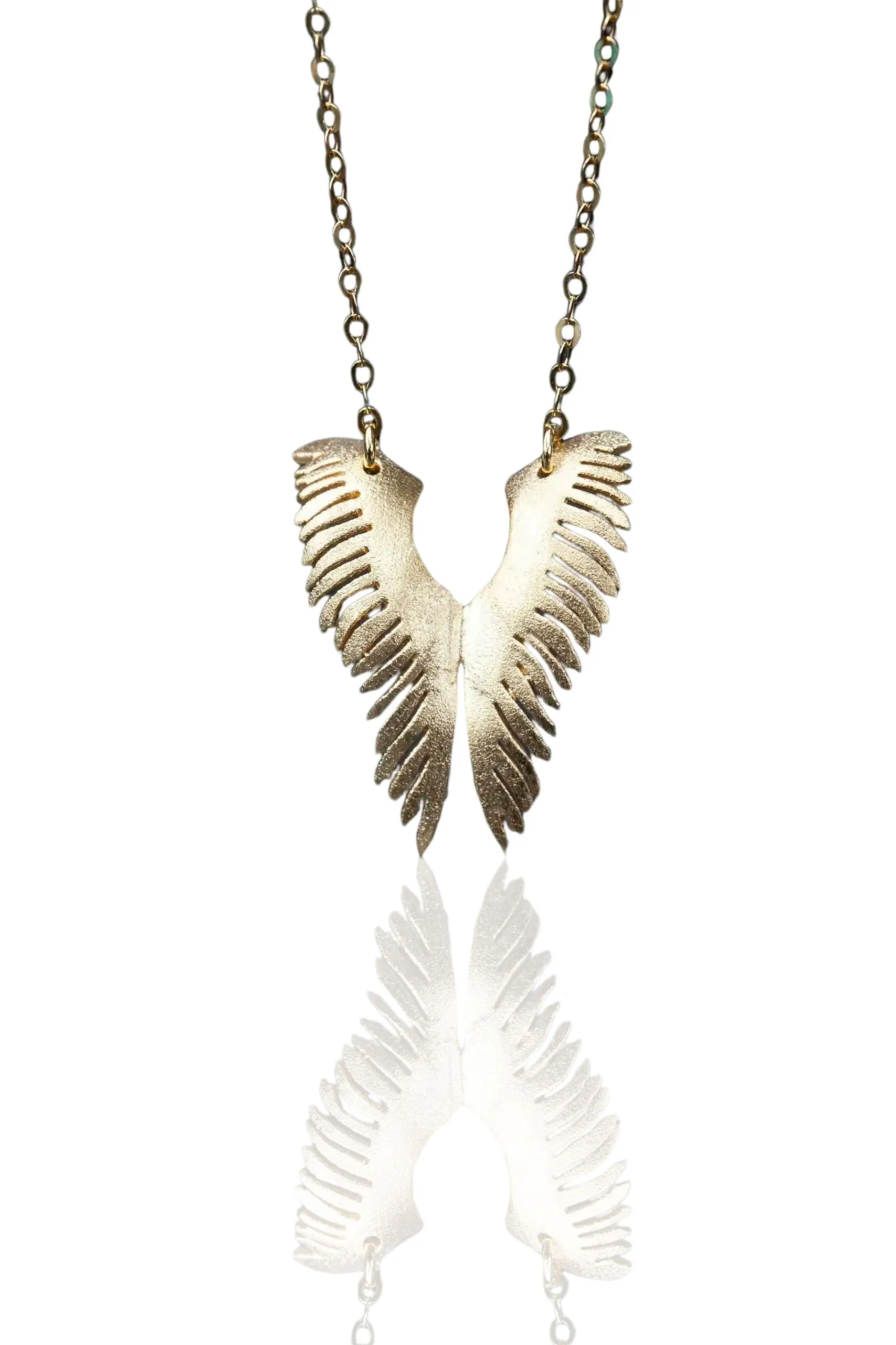 Angel wings gold plated silver necklace