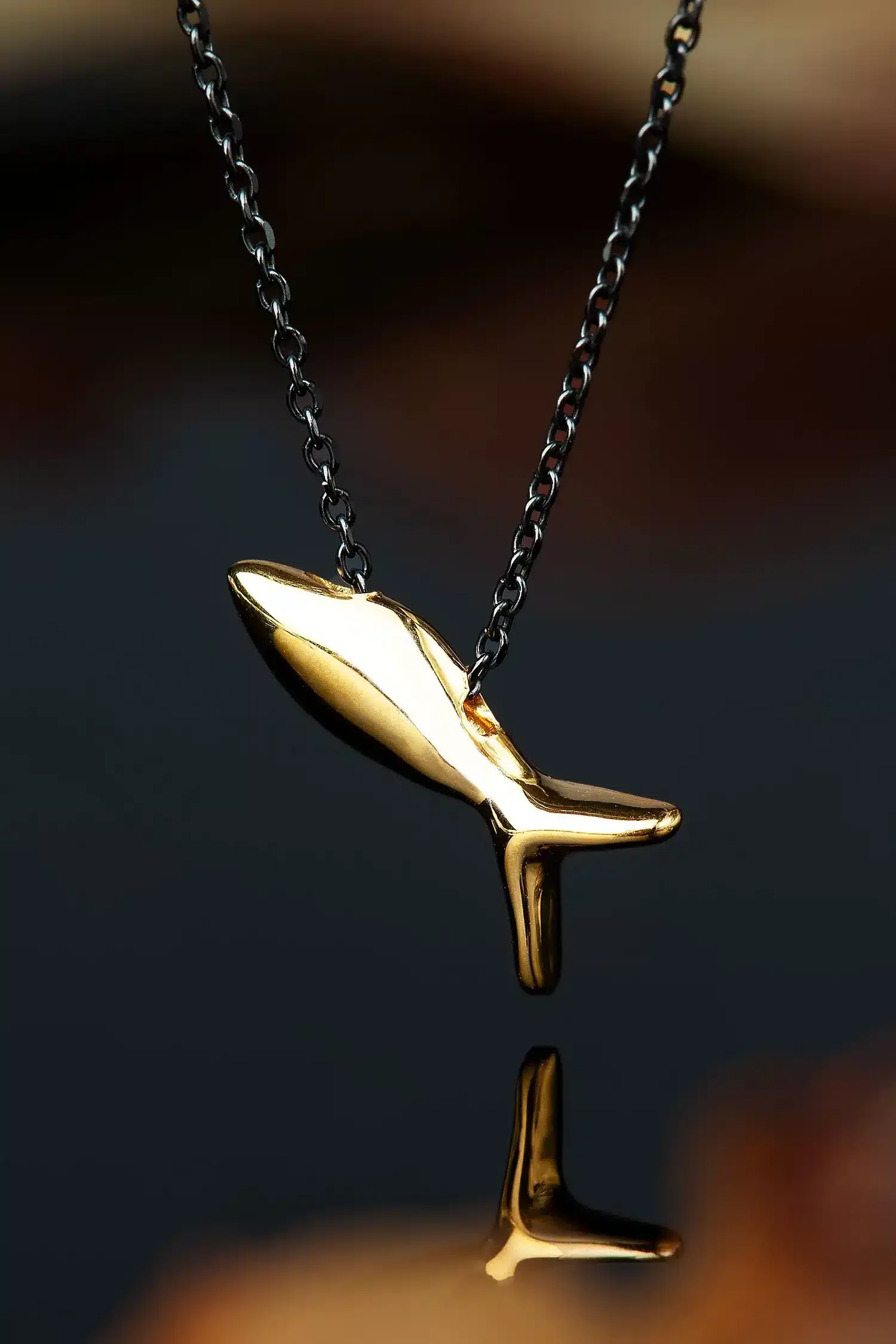 Handmade Jewellery | Fish gold and black rhodium plated silver necklace gallery 1