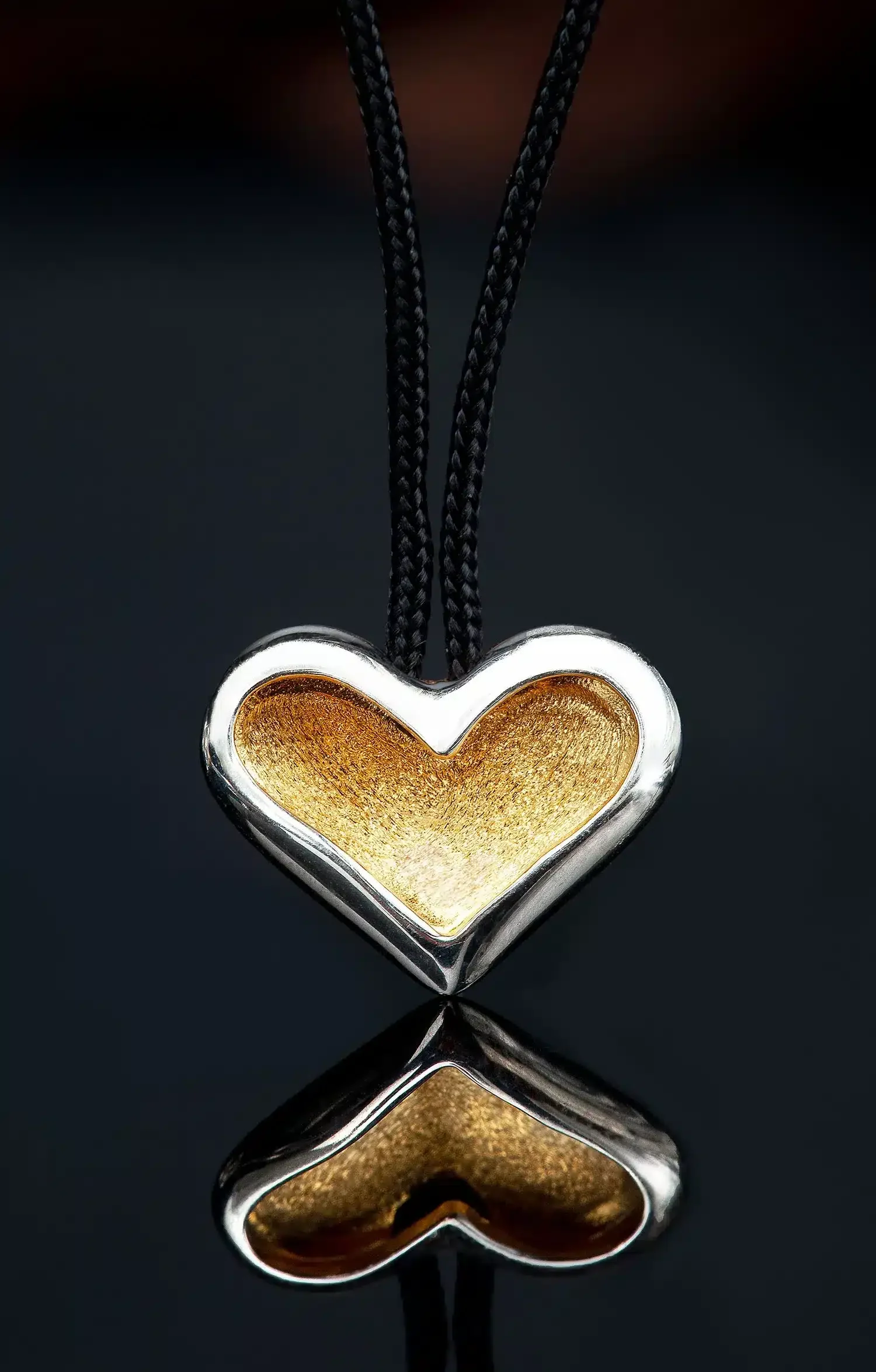 Handmade Jewellery | Heart silver necklace with gold plated detail gallery 1