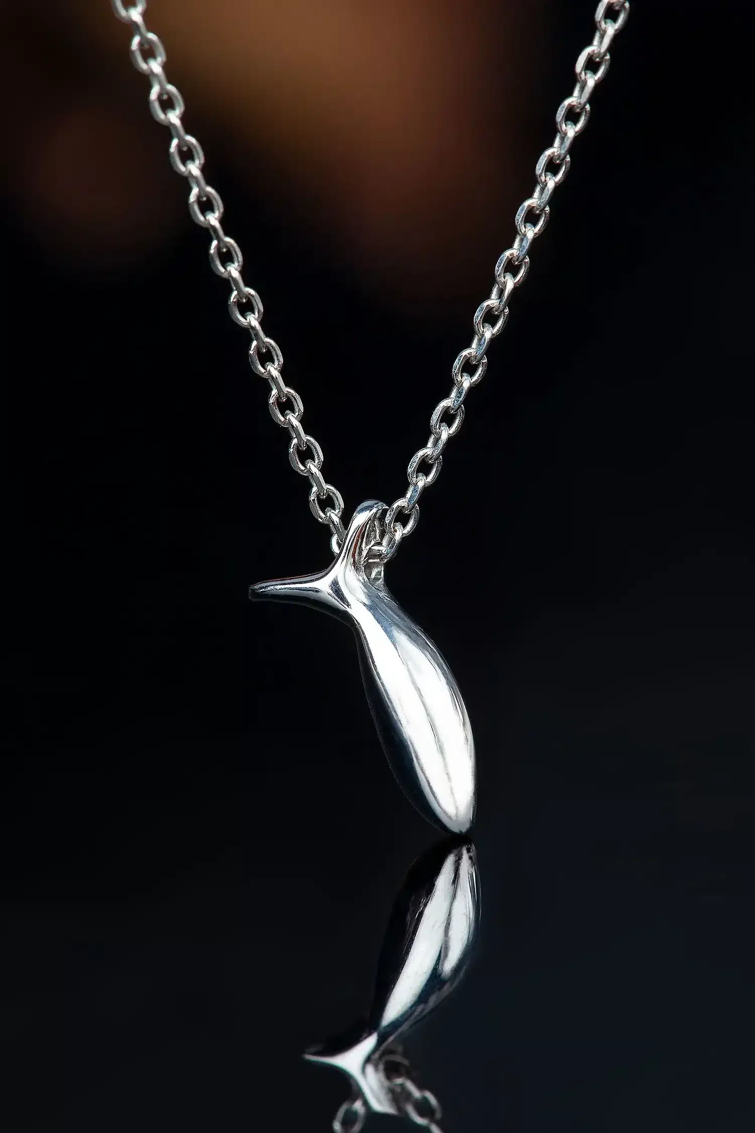 Handmade Jewellery | Fish rhodium plated silver necklace gallery 1