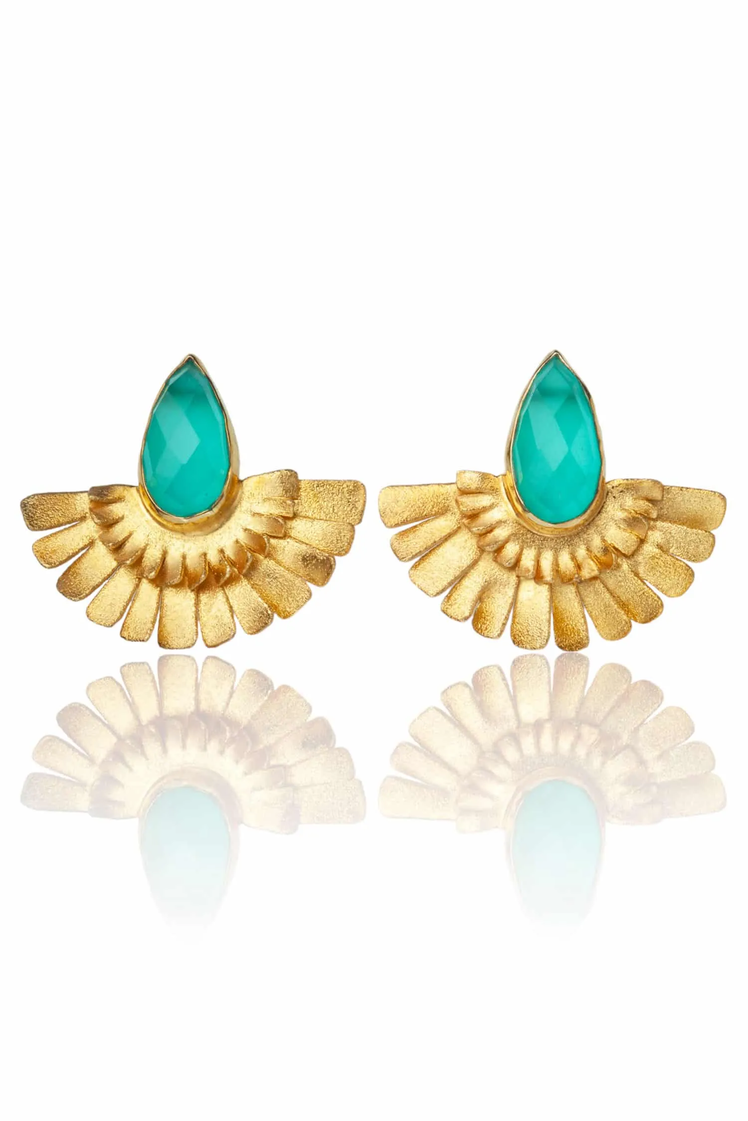 Handmade Jewellery | Chalcedony gold plated silver earrings main