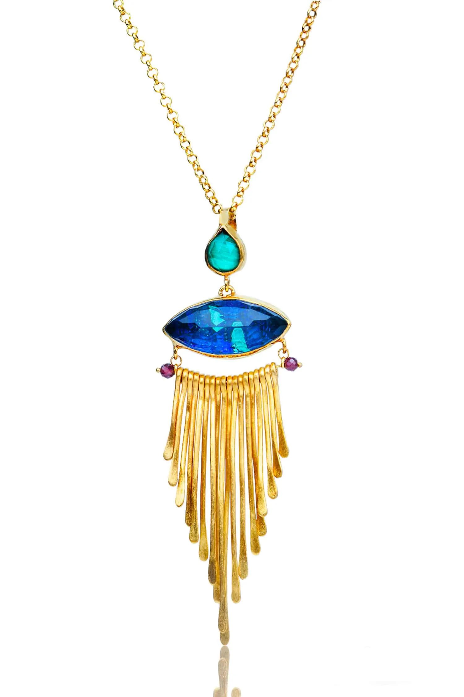 Handmade Jewellery | Malachite and azurite gold plated silver necklace main