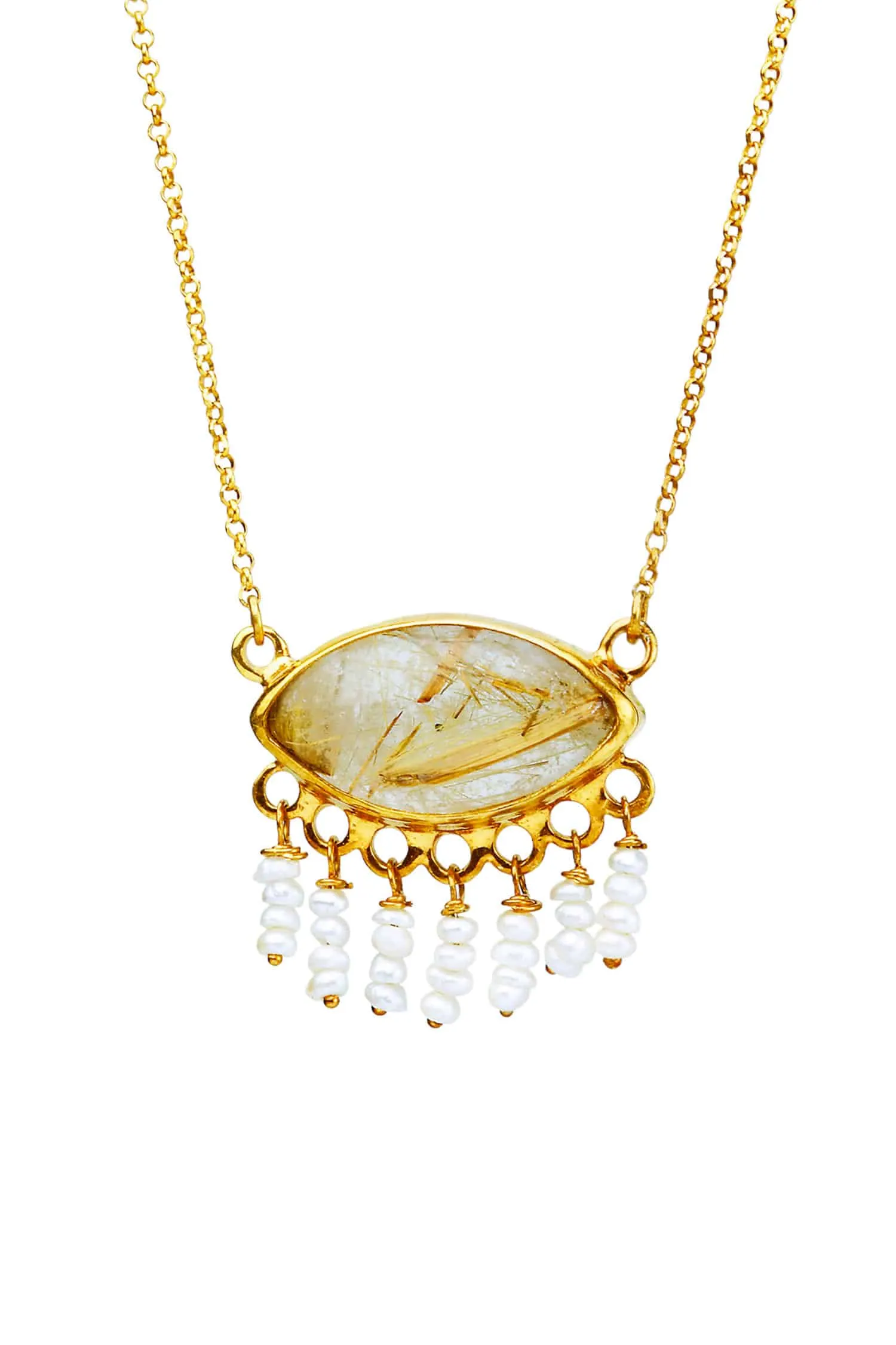 Handmade Jewellery | Rutile gold plated silver necklace main