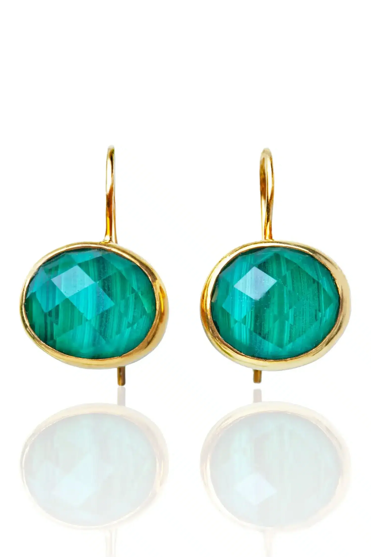 Handmade Jewellery | Malachite gold plated silver earrings main