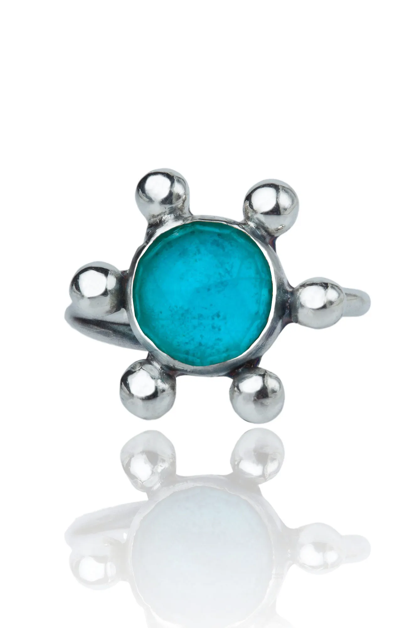 Handmade Jewellery | Chrysocolla flower handmade silver ring gallery 3