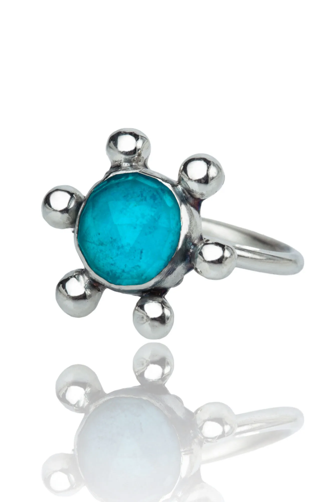 Handmade Jewellery | Chrysocolla flower handmade silver ring gallery 2