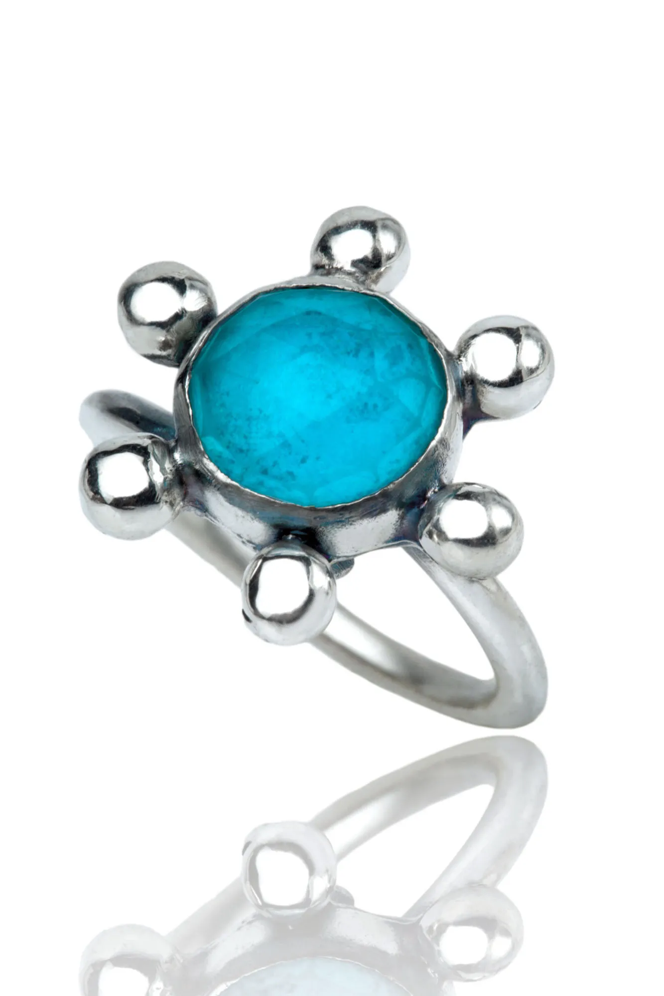 Handmade Jewellery | Chrysocolla flower handmade silver ring main