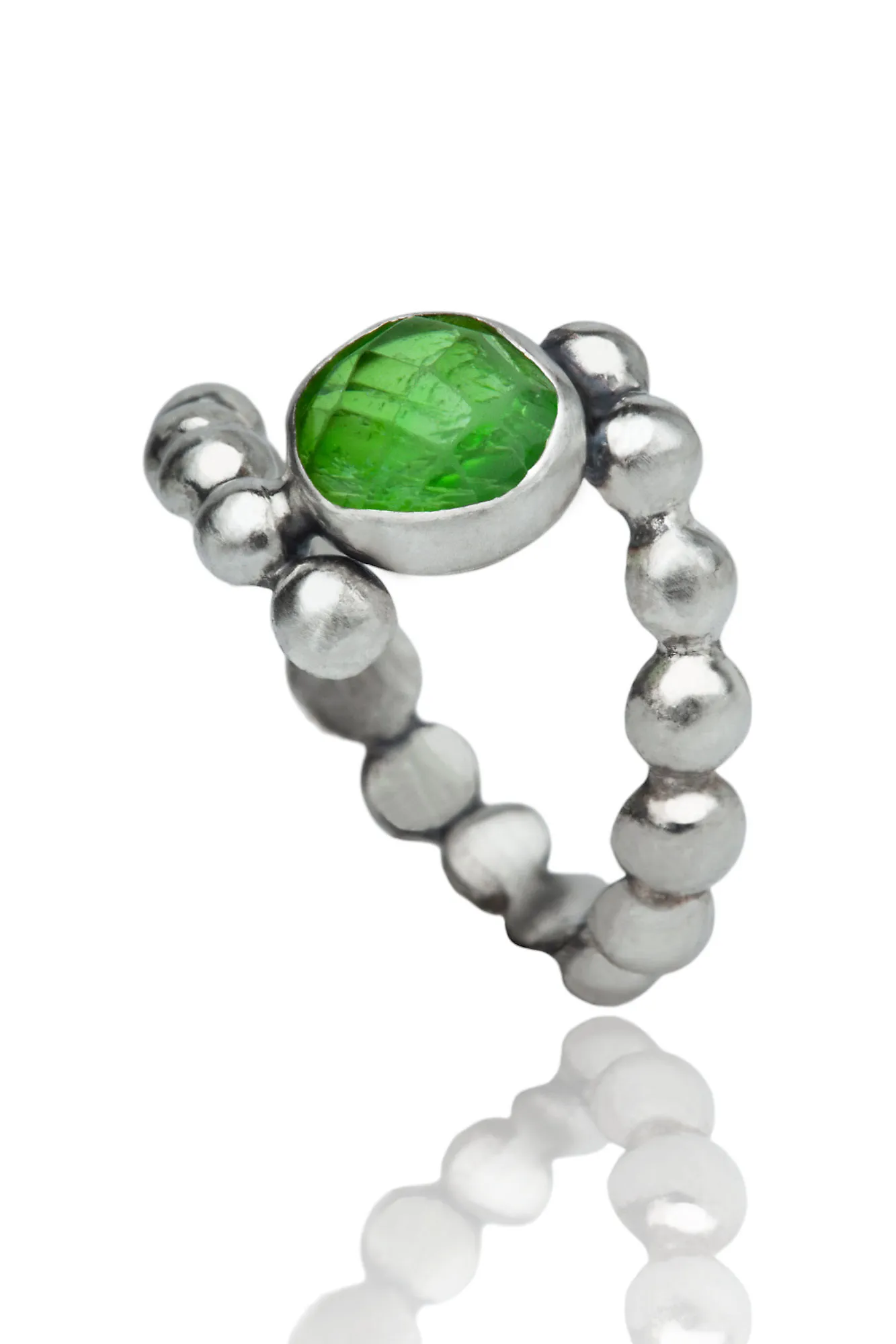 Handmade Jewellery | Peridot handmade bubble silver ring gallery 1