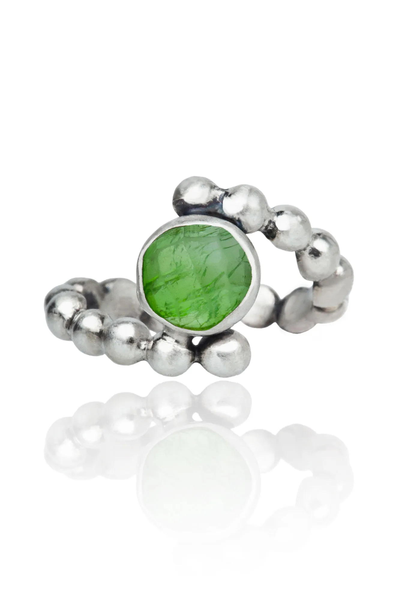 Handmade Jewellery | Peridot handmade bubble silver ring gallery 3