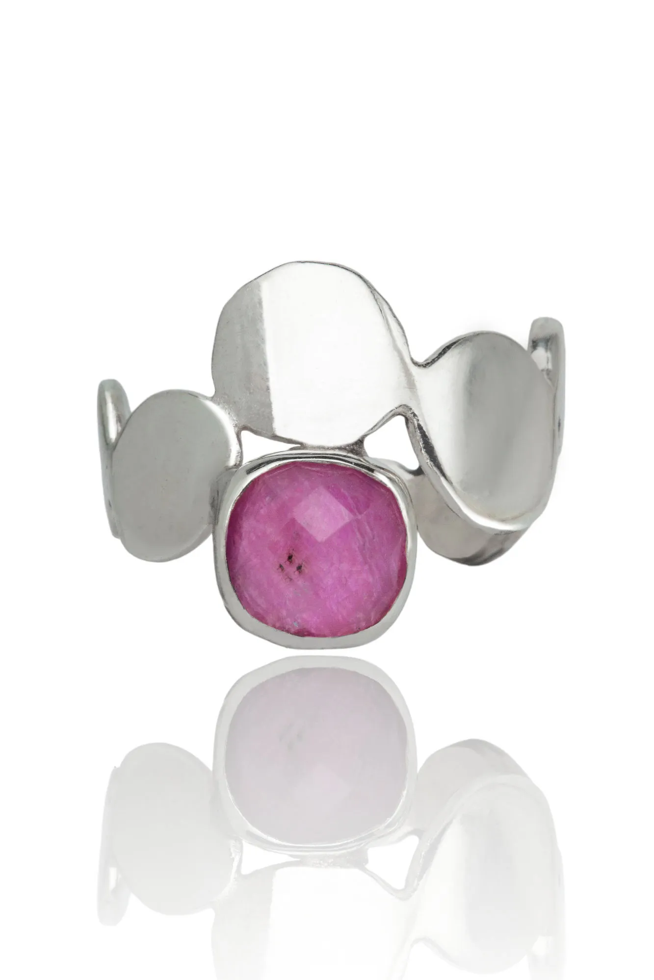 Handmade Jewellery | Ruby handmade bubble silver ring main