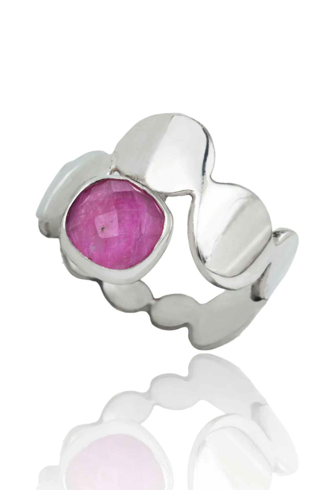 Handmade Jewellery | Ruby handmade bubble silver ring gallery 2