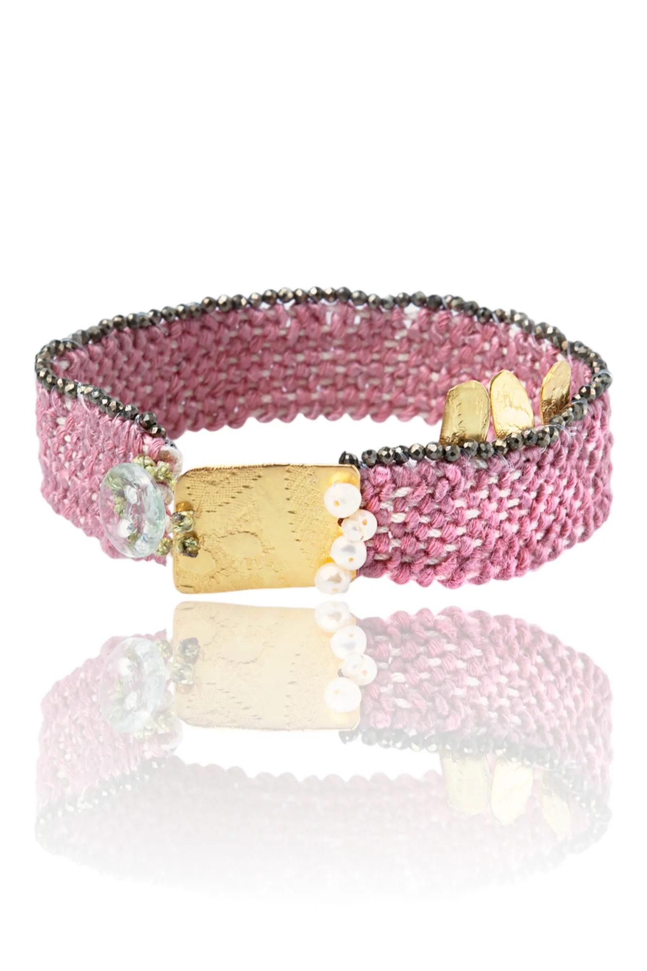 Woven bracelet with gold plated silver