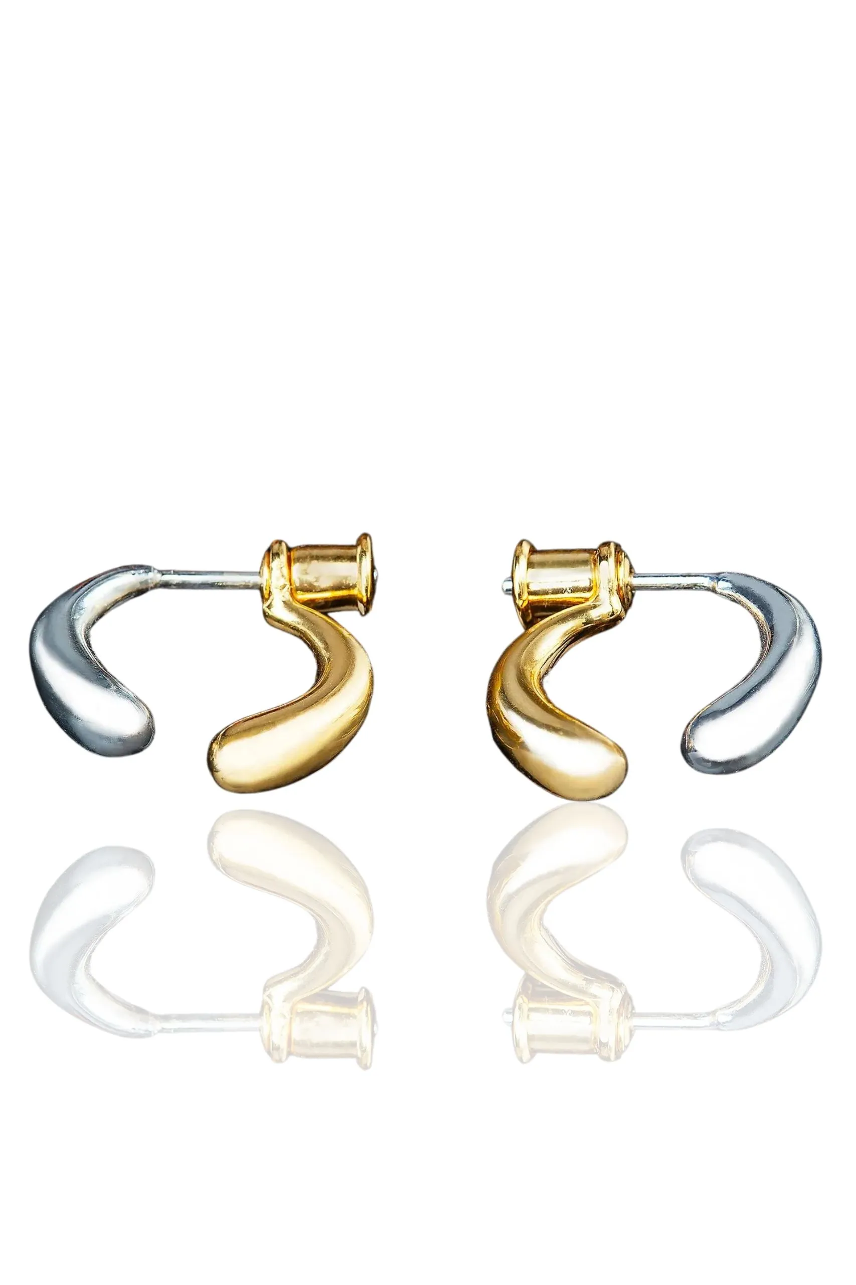 Handmade Jewellery | Drops gold and rhodium plated silver earrings main