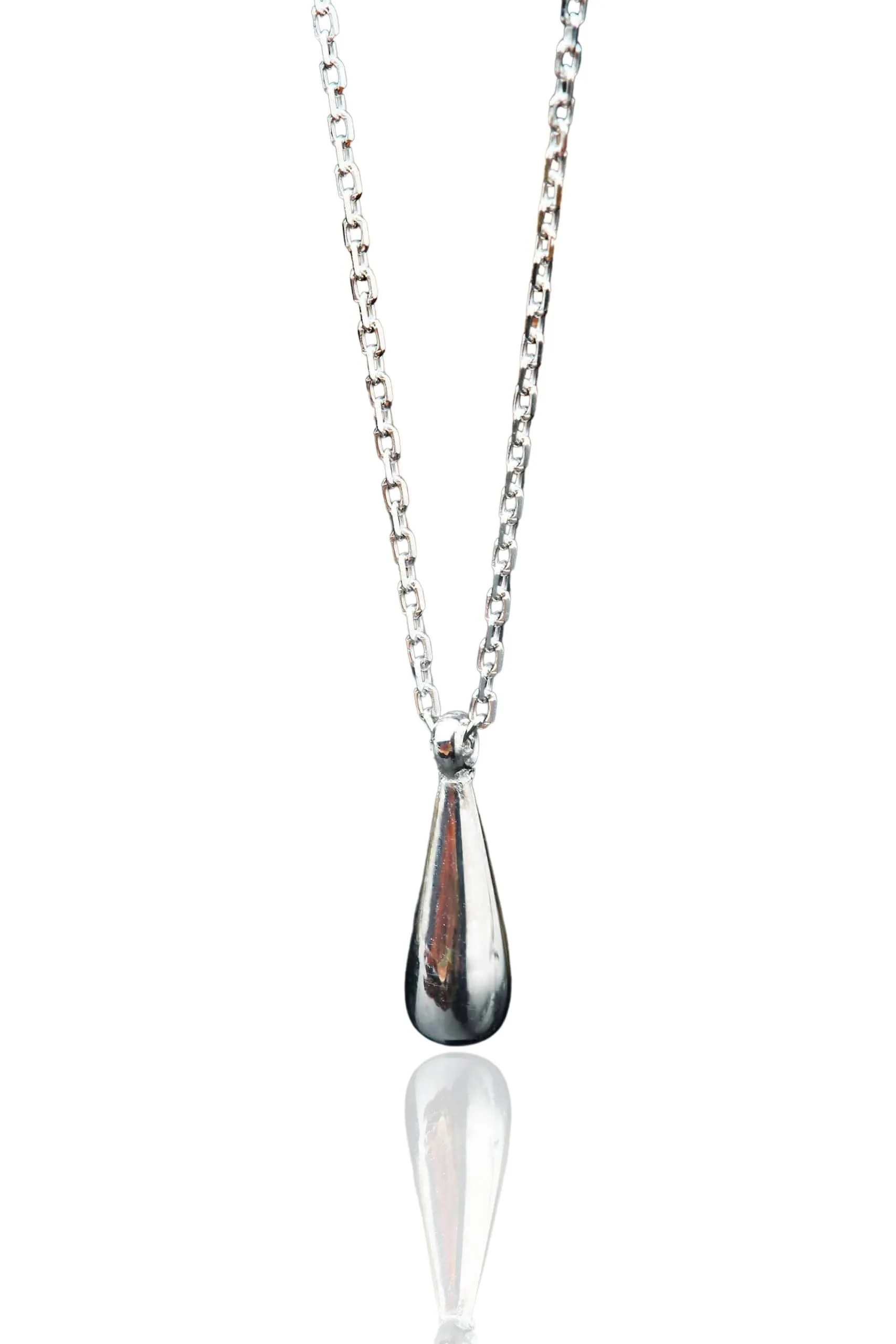 Handmade Jewellery | Drop rhodium plated silver pendant main