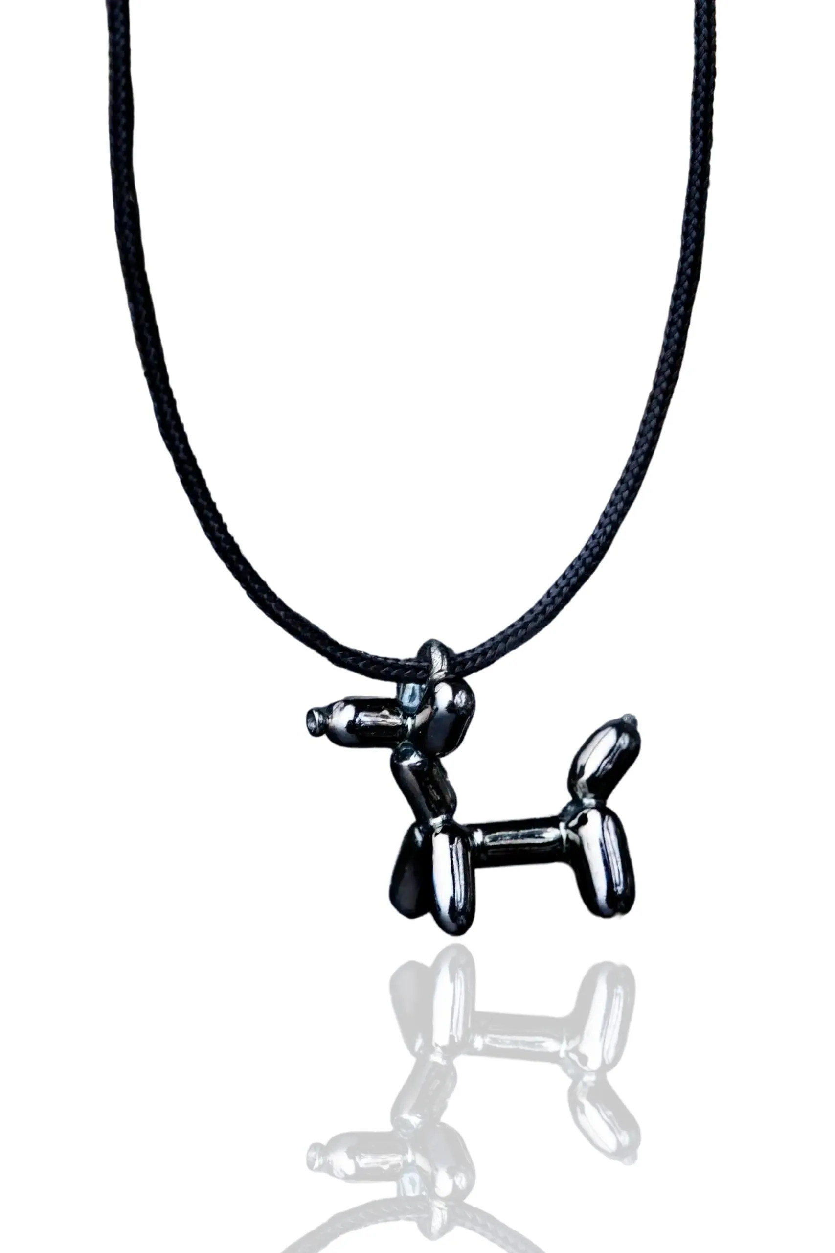 Handmade Jewellery | Balloon dog black rhodium plated silver necklace main