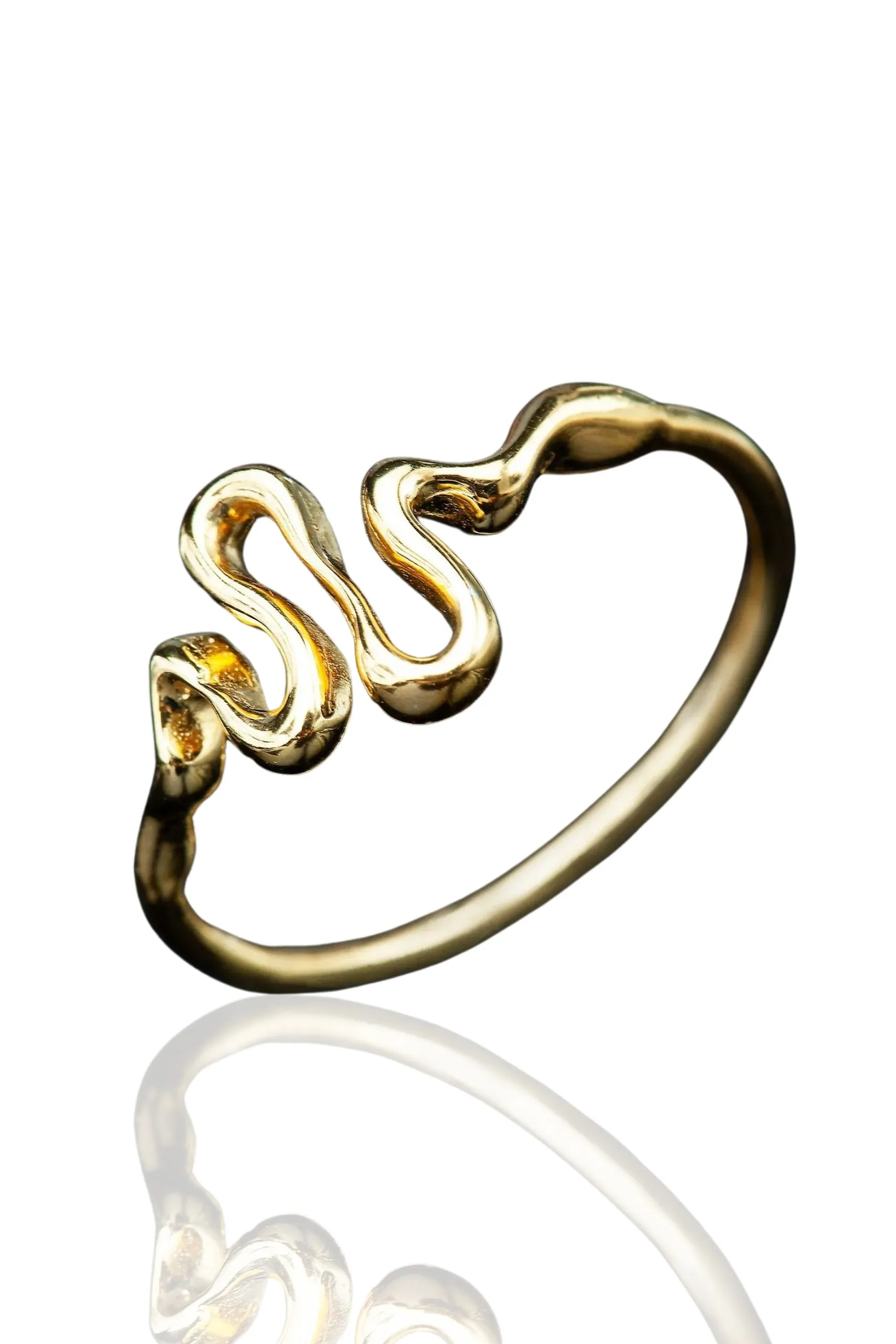 Handmade Jewellery | Snake minimal gold plated silver ring main