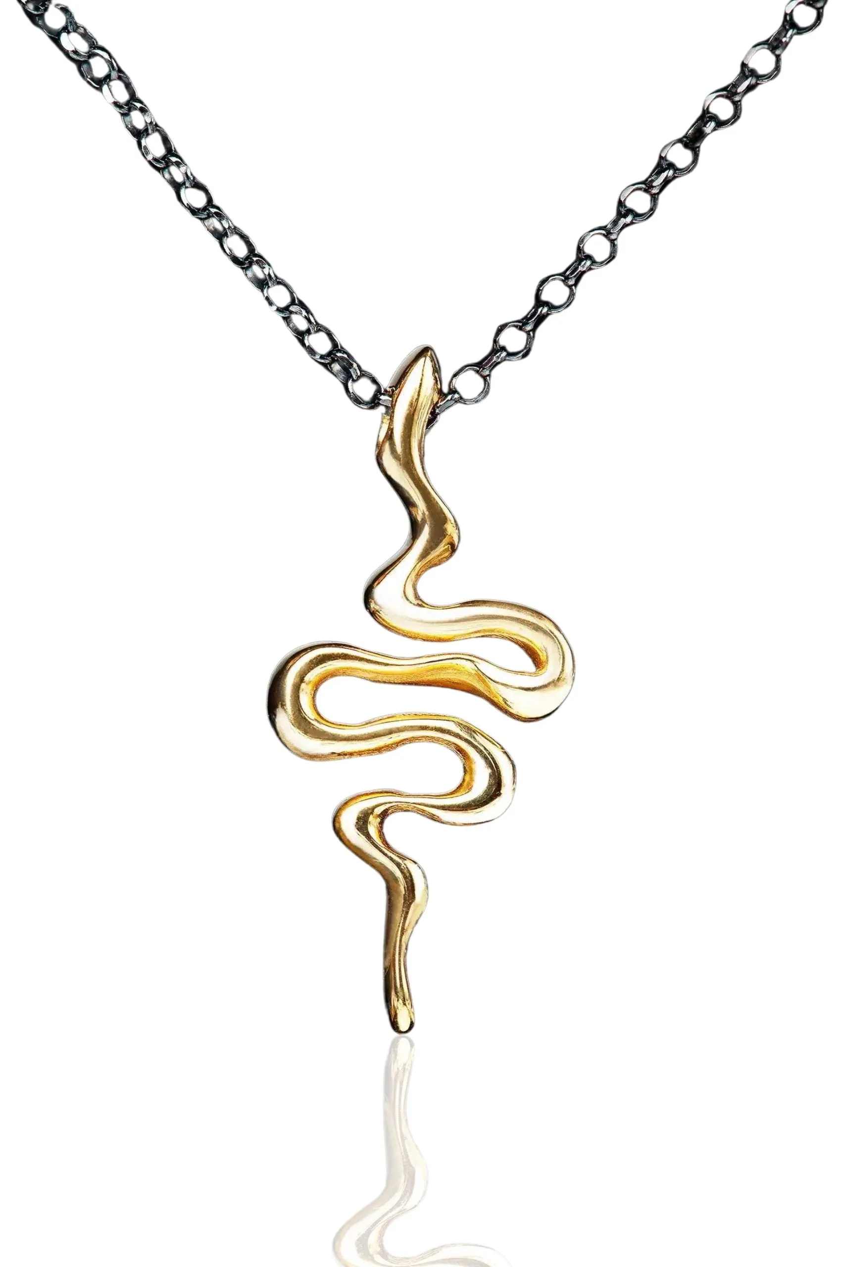 Handmade Jewellery | Snake gold and black rhodium plated silver necklace main