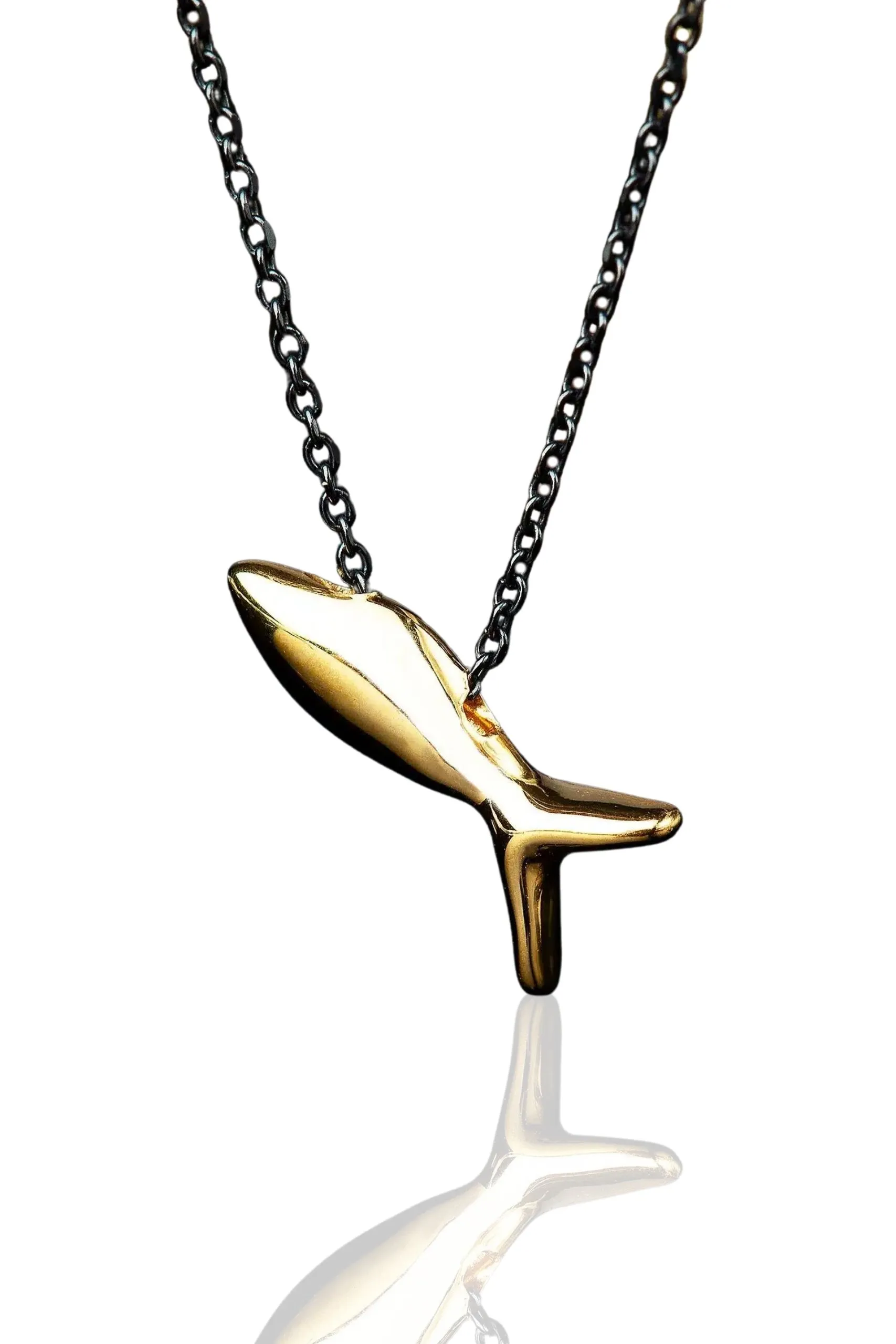 Handmade Jewellery | Fish gold and black rhodium plated silver necklace main