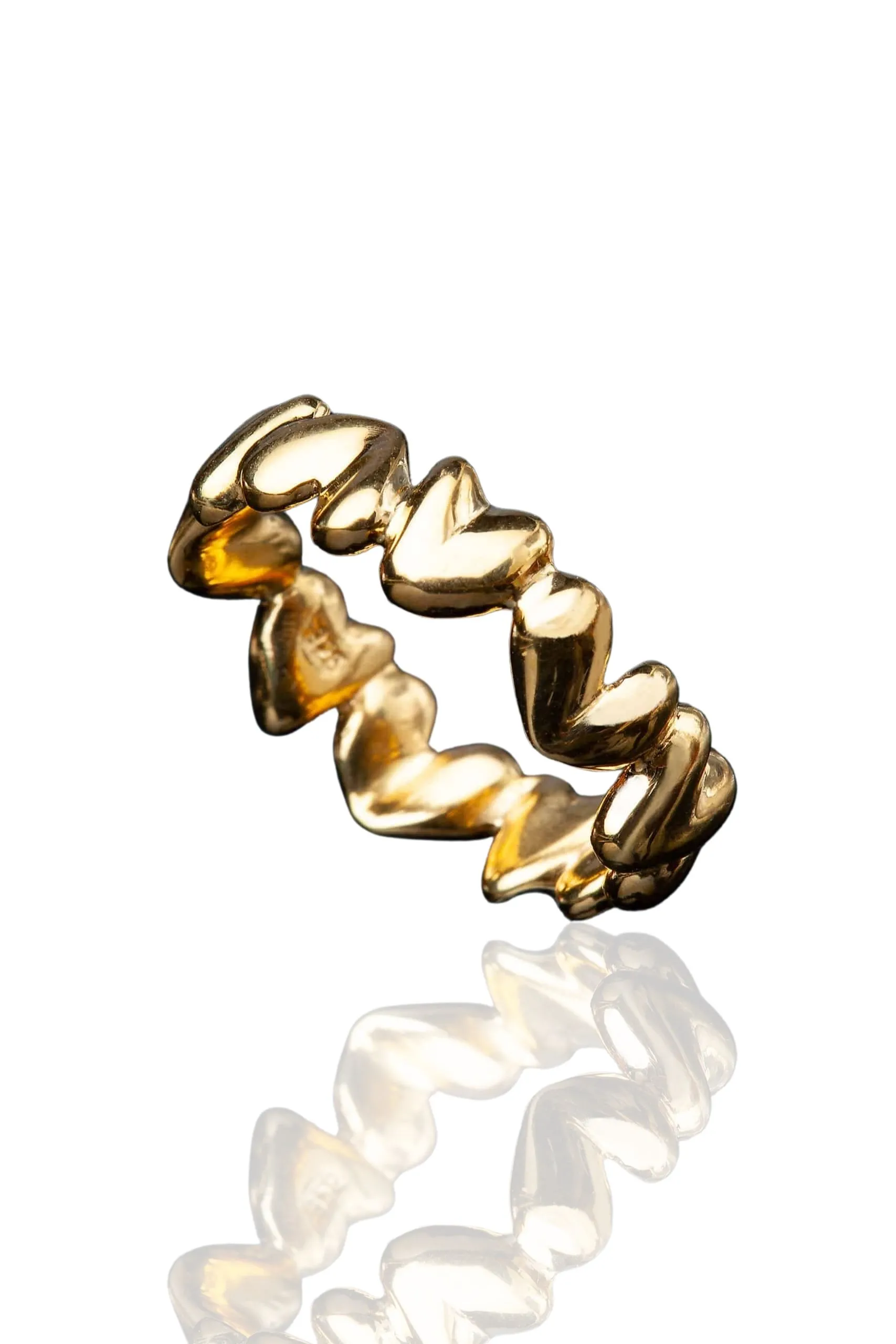 Handmade Jewellery | Hearts gold plated silver ring main