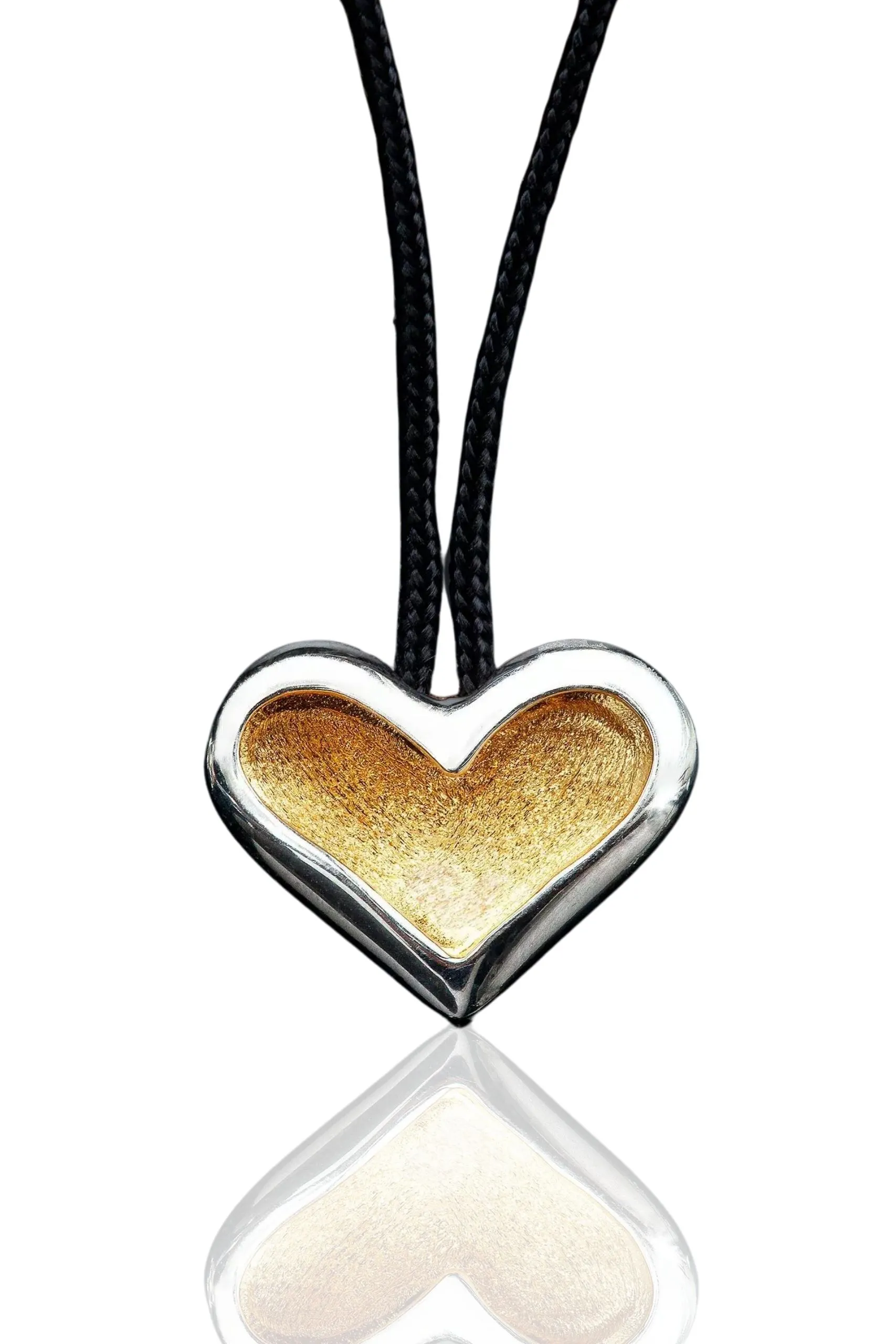 Handmade Jewellery | Heart silver necklace with gold plated detail main