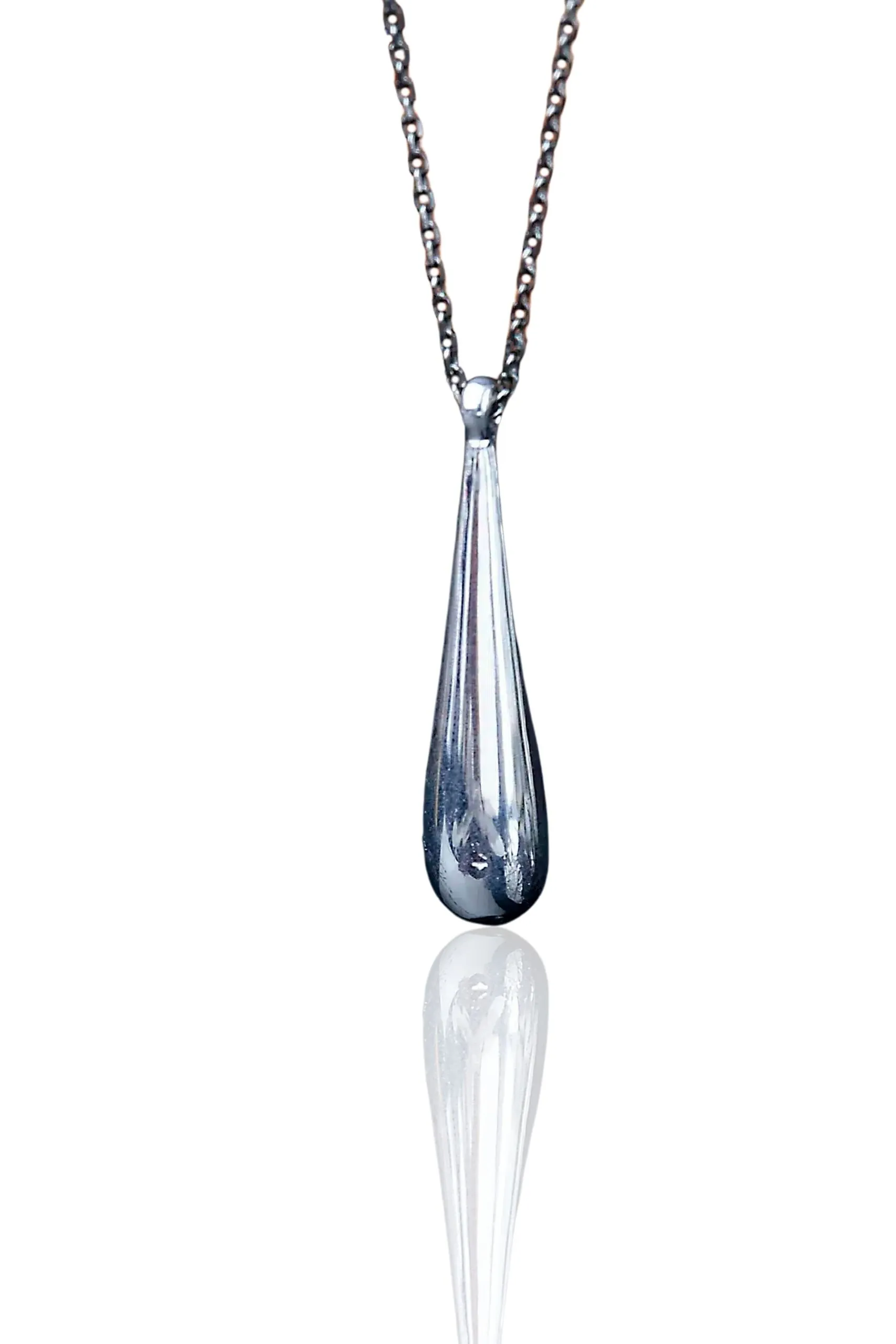 Handmade Jewellery | Drop rhodium plated silver pendant main