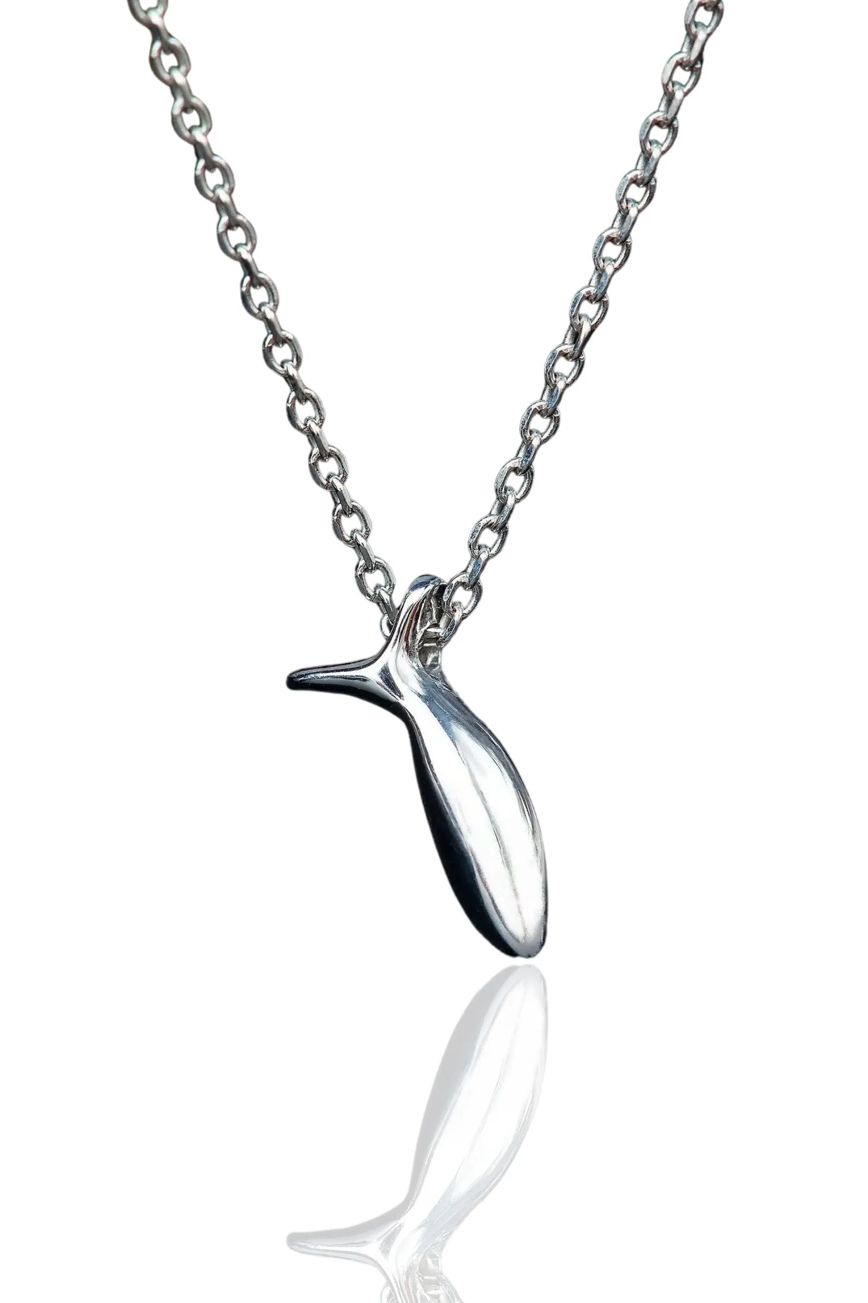 Handmade Jewellery | Fish rhodium plated silver necklace main