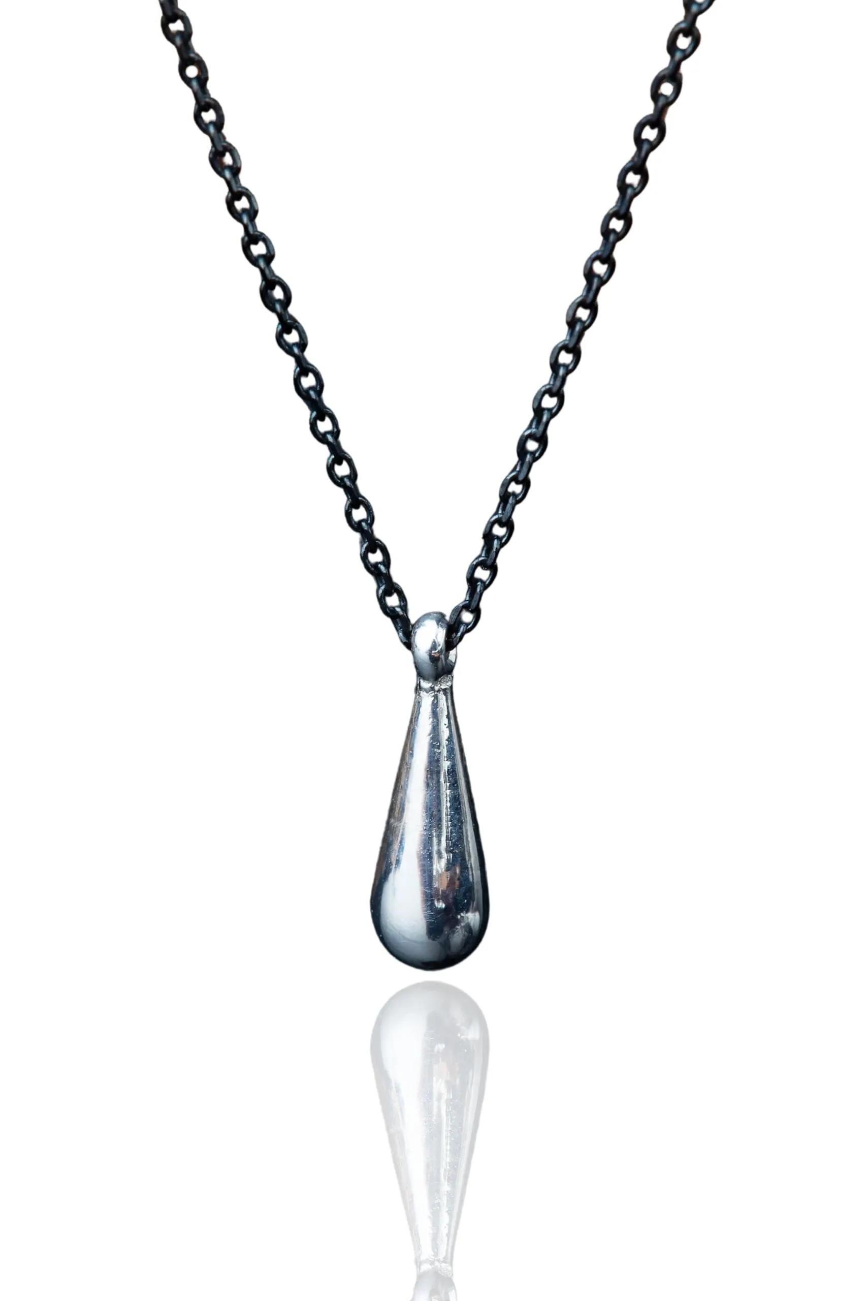 Handmade Jewellery | Drop rhodium plated silver pendant main