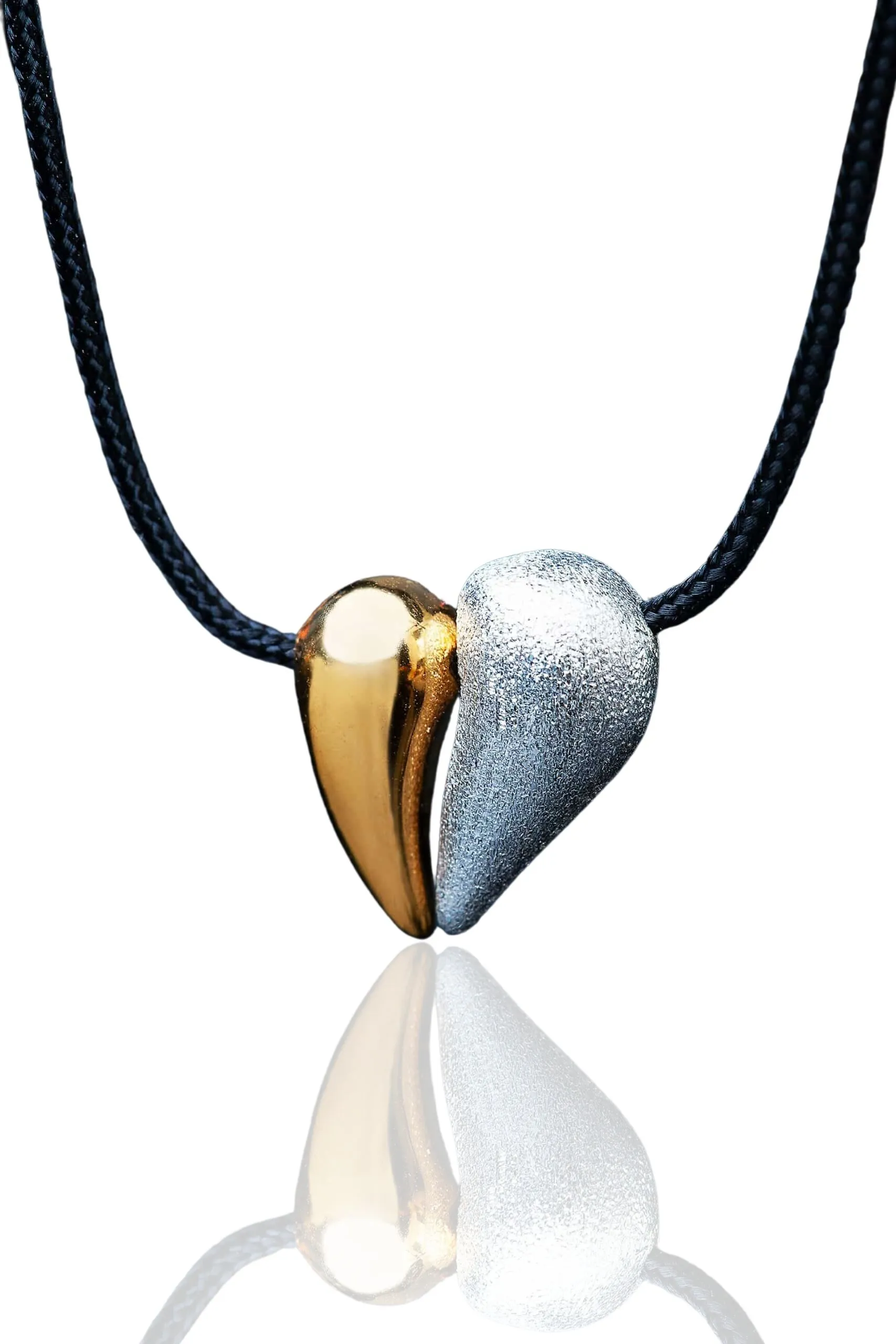 Heart silver necklace gold and rhodium plated