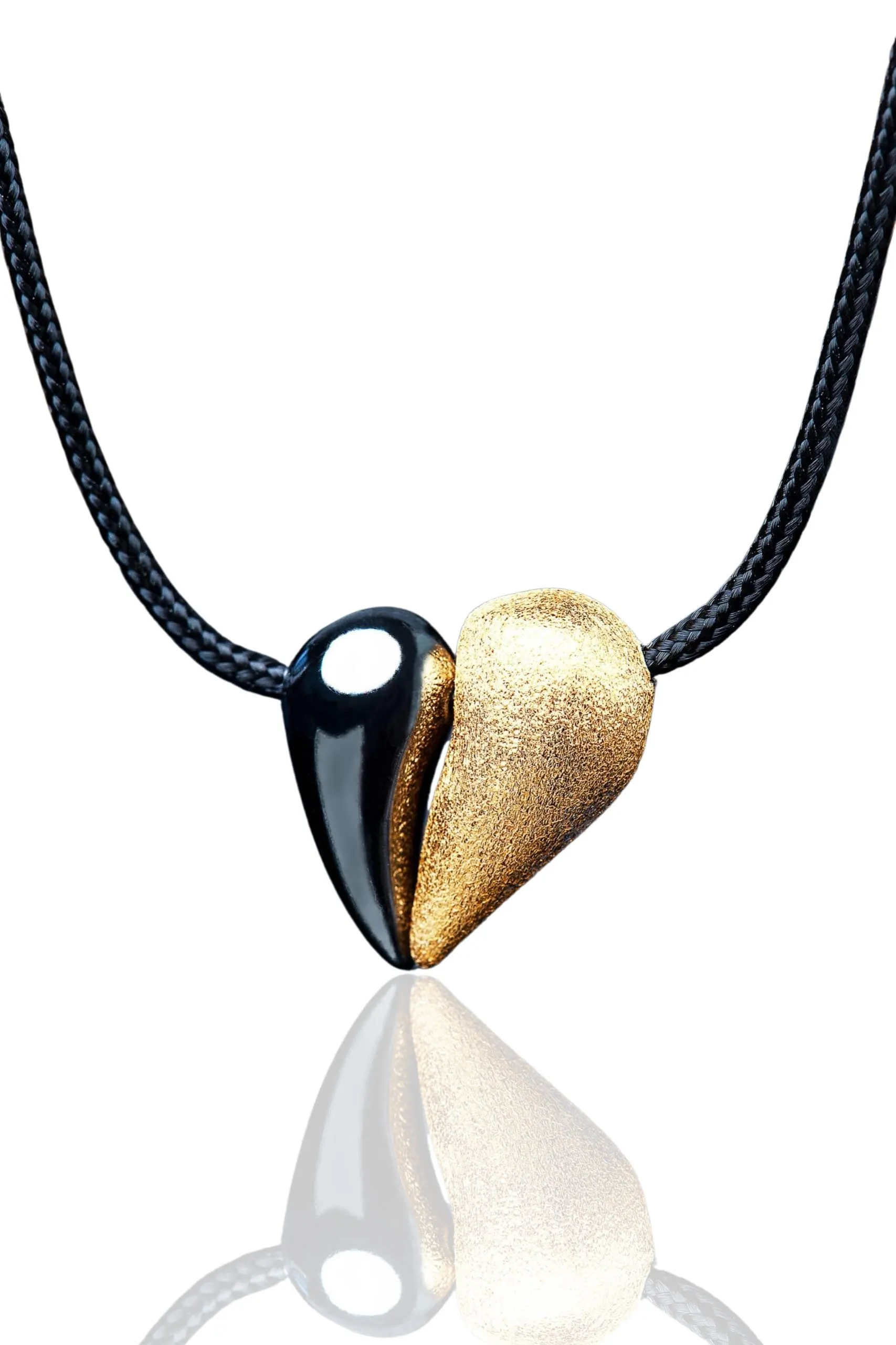 Handmade Jewellery | Heart silver necklace gold and black rhodium plated main