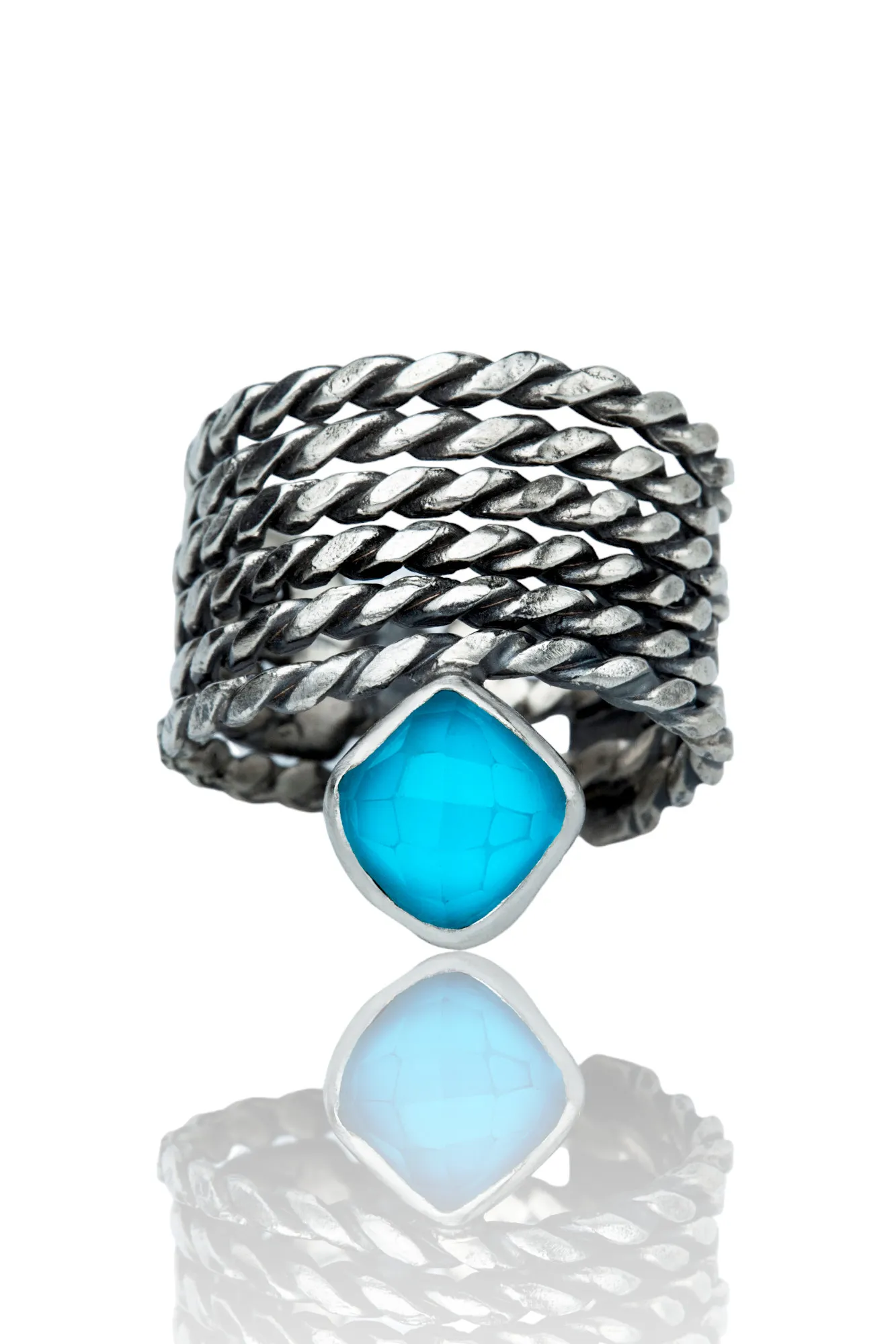 Handmade Jewellery | Turquoise handmade oxidized silver ring gallery 3