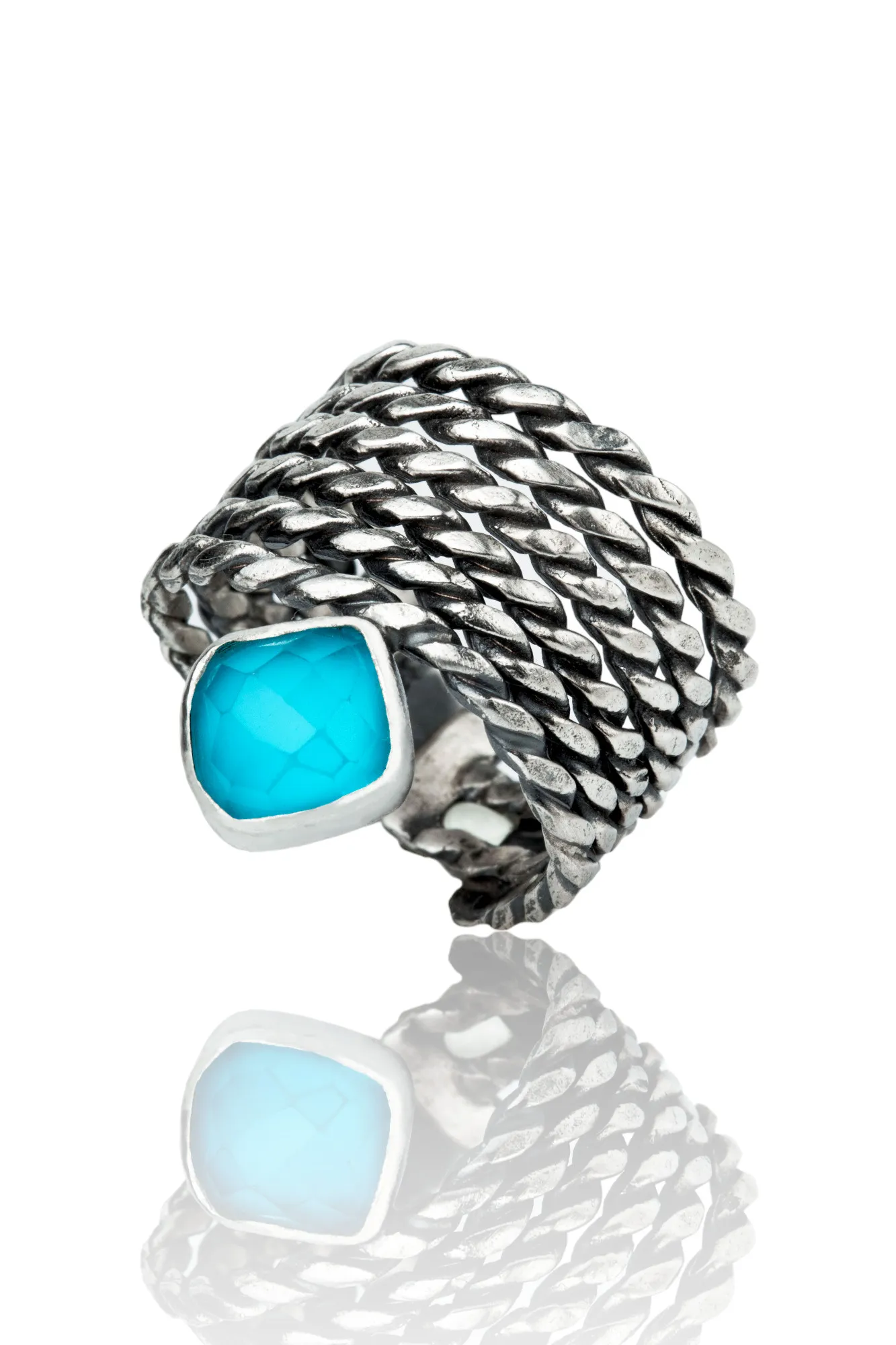 Handmade Jewellery | Turquoise handmade oxidized silver ring gallery 2