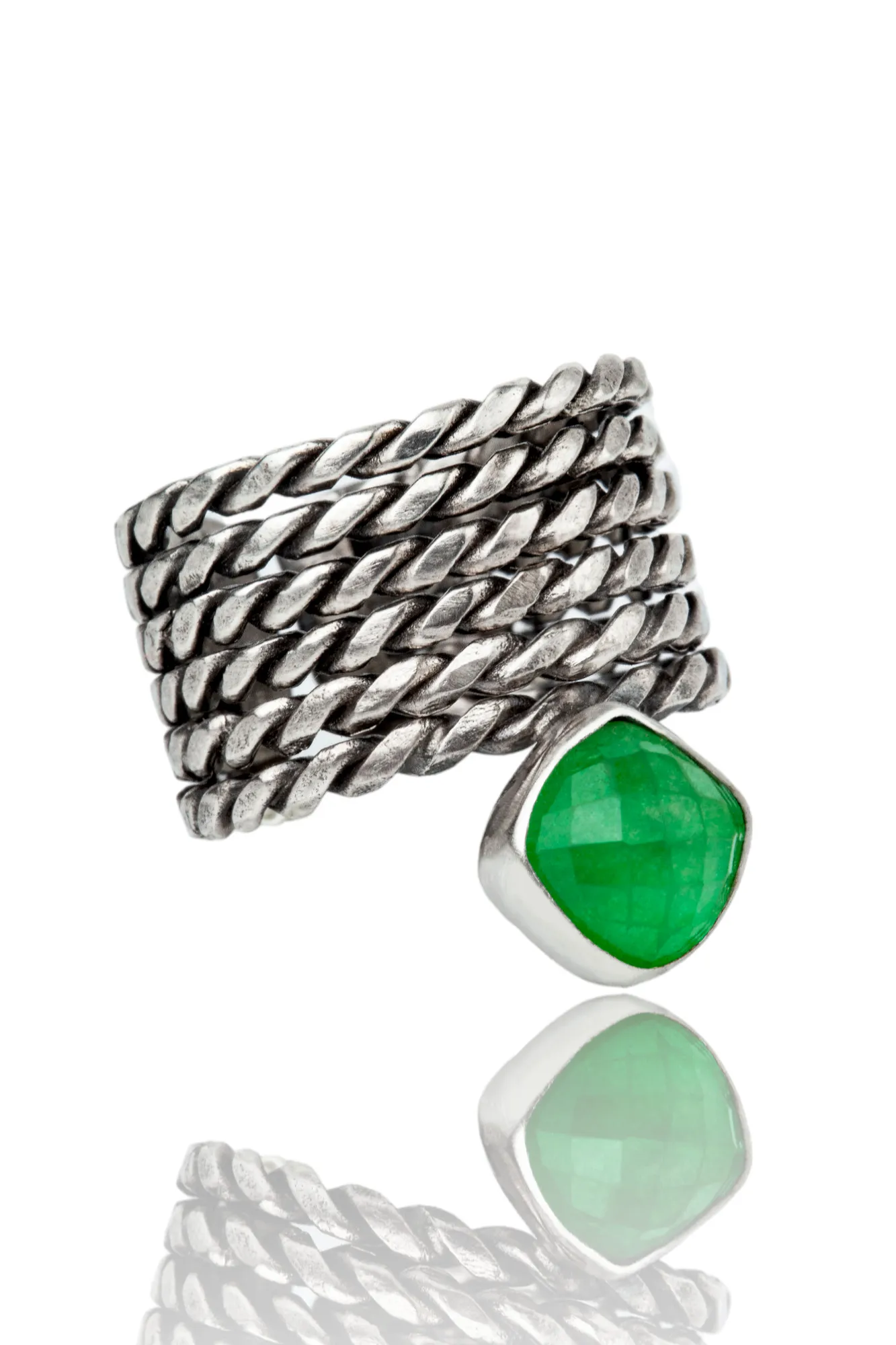 Handmade Jewellery | Jade handmade oxidized textured silver ring main