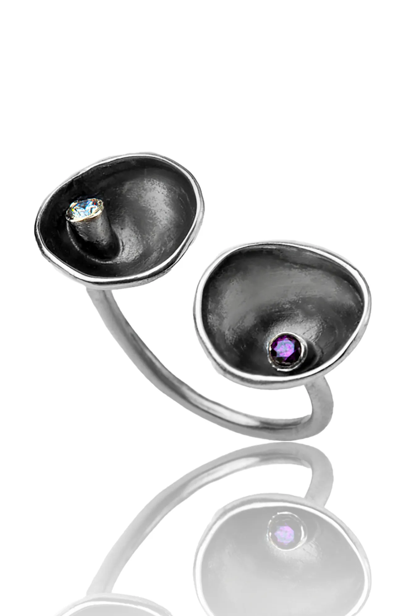 Handmade Jewellery | Silver ring with amethyst and zircon main