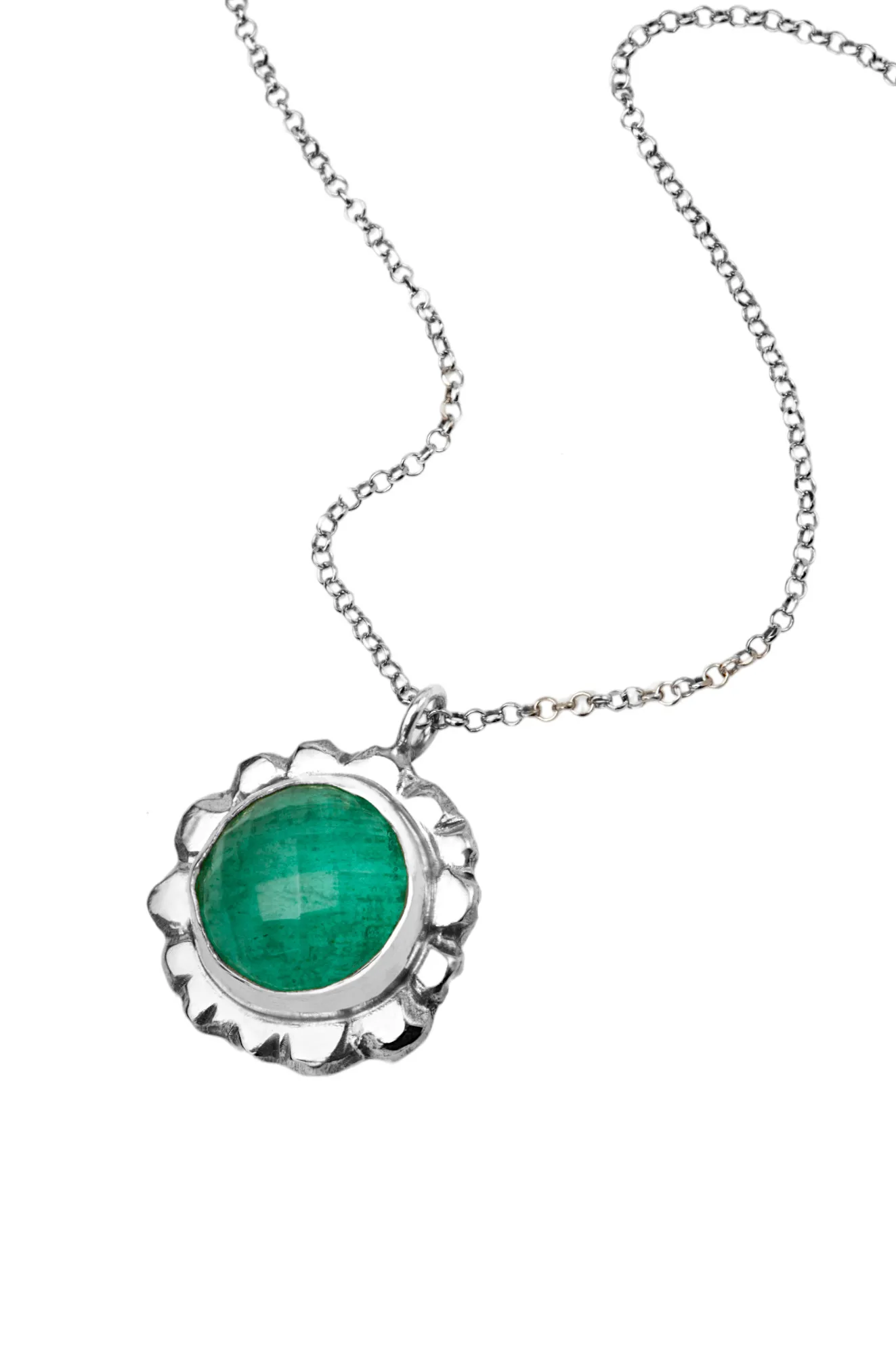 Handmade Jewellery | Aventurine flower handmade silver necklace gallery 2